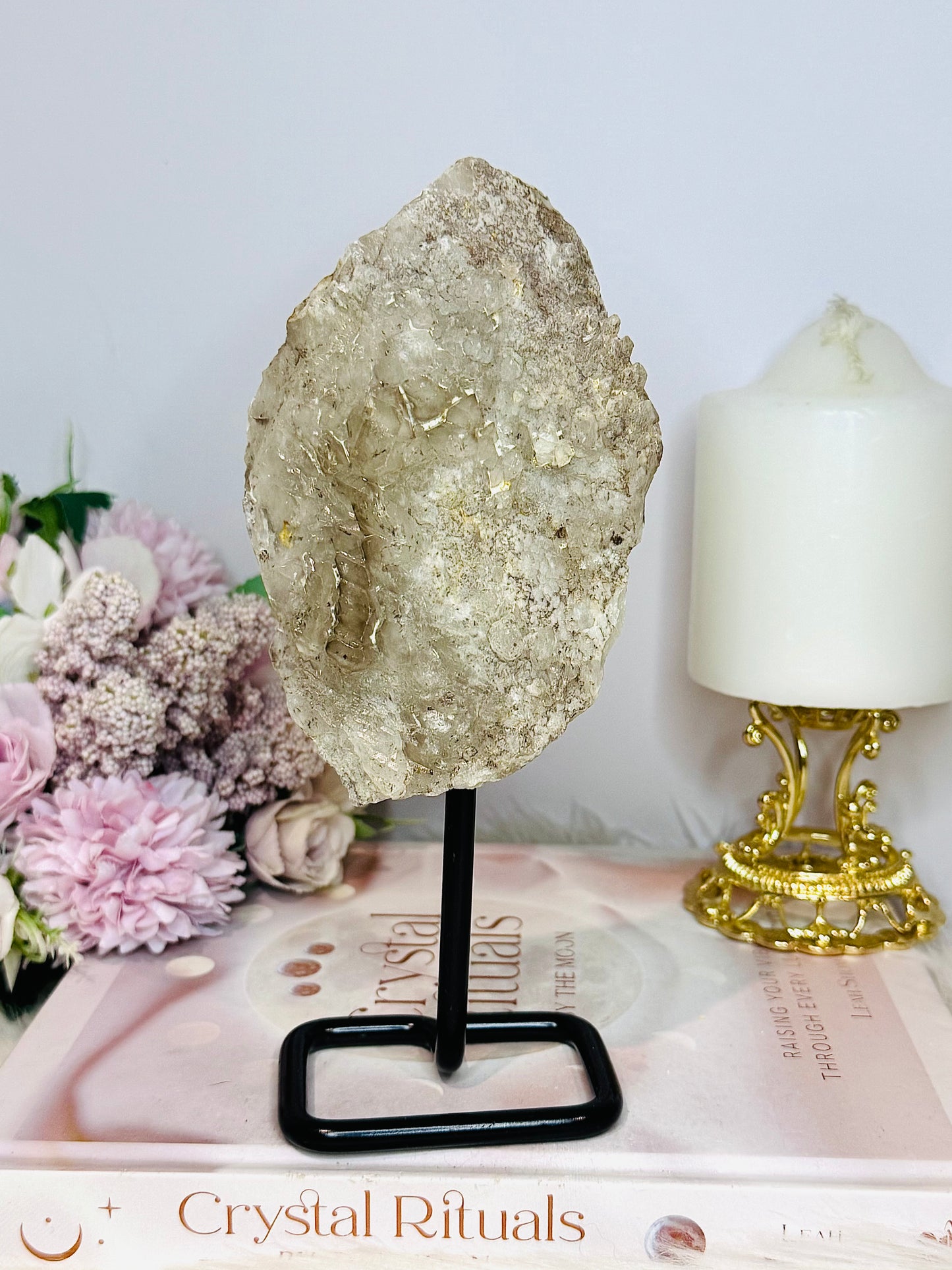 Large 19.5cm Natural Elestial | Alligator Quartz On Stand