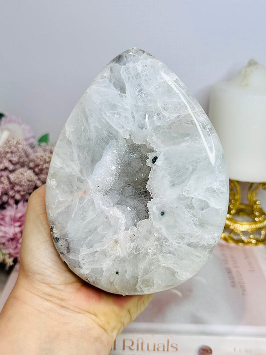 Huge Druzy Agate Geode Egg on Stand 965g