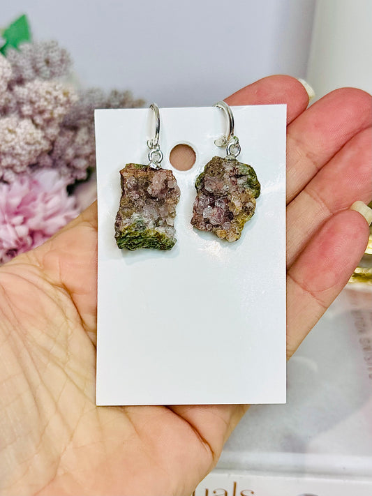 Druzy Pink Amethyst Earrings In Gift Bag