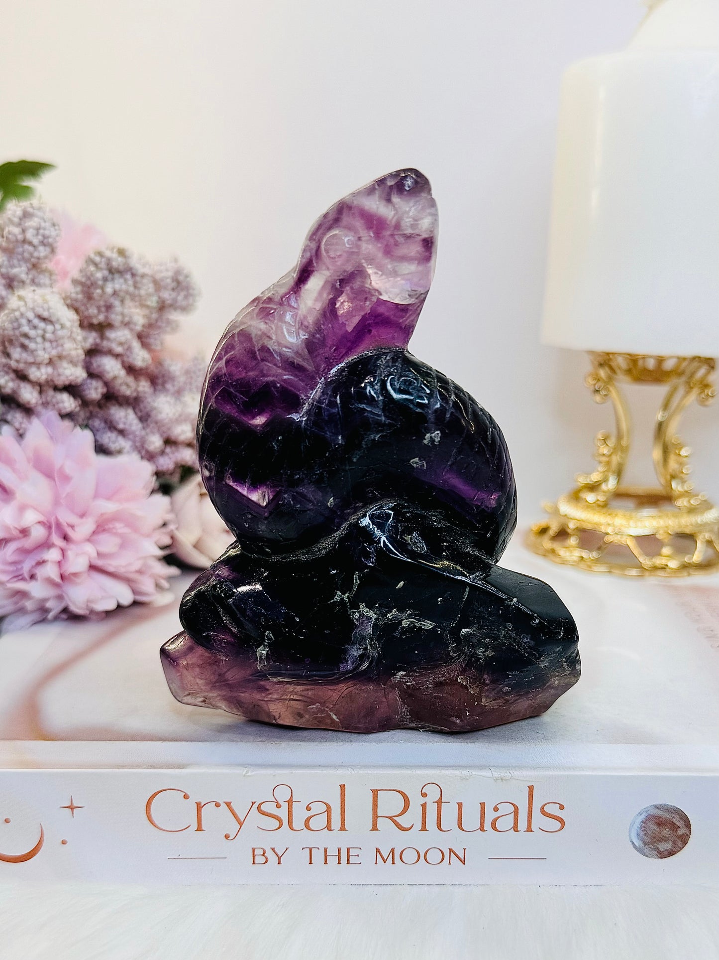 Clarity & Mental Enhancement ~ Beautiful Purple Fluorite Carved Snake 342grams