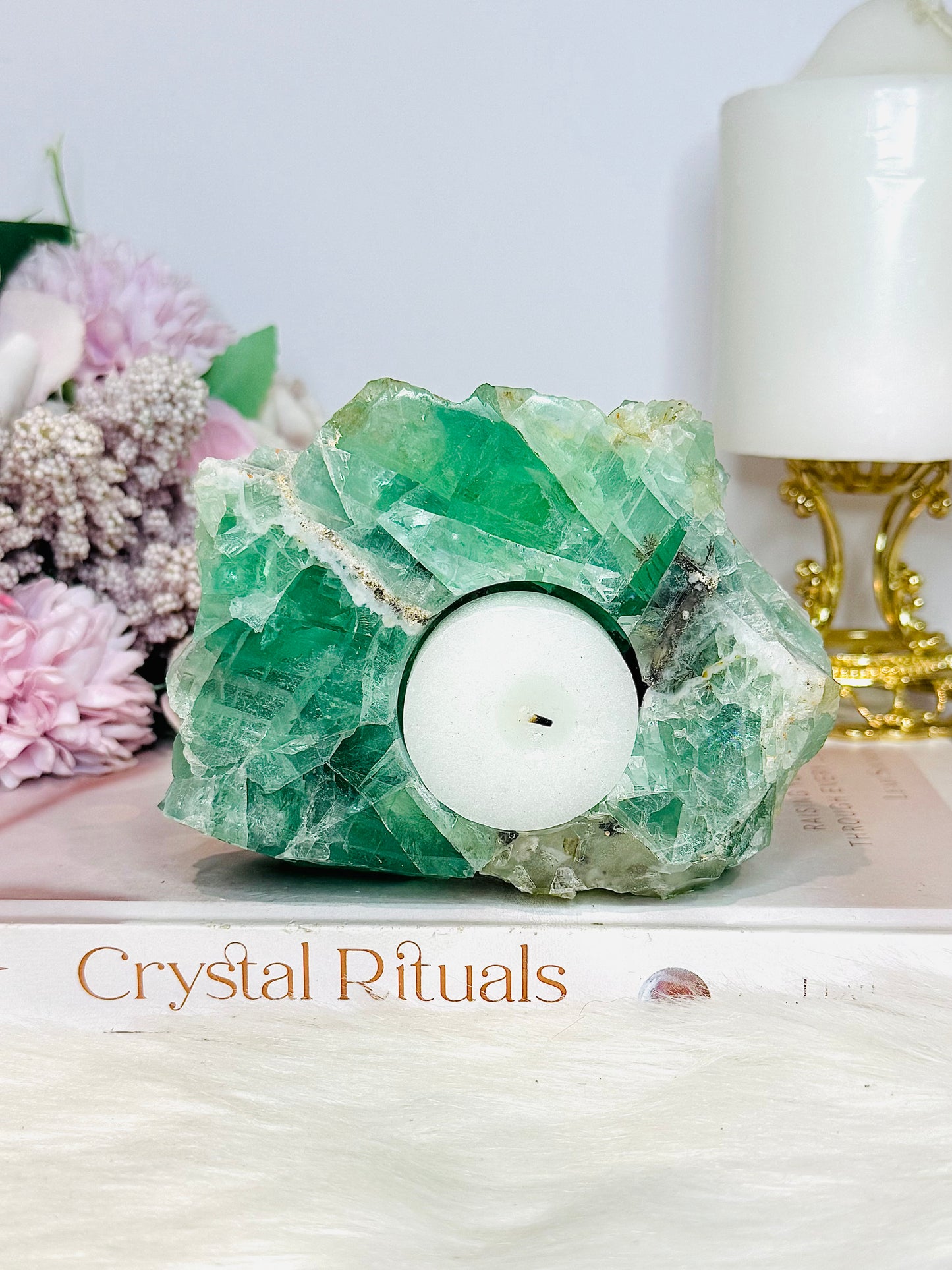 Chunky Green Fluorite Candle Holder 564g