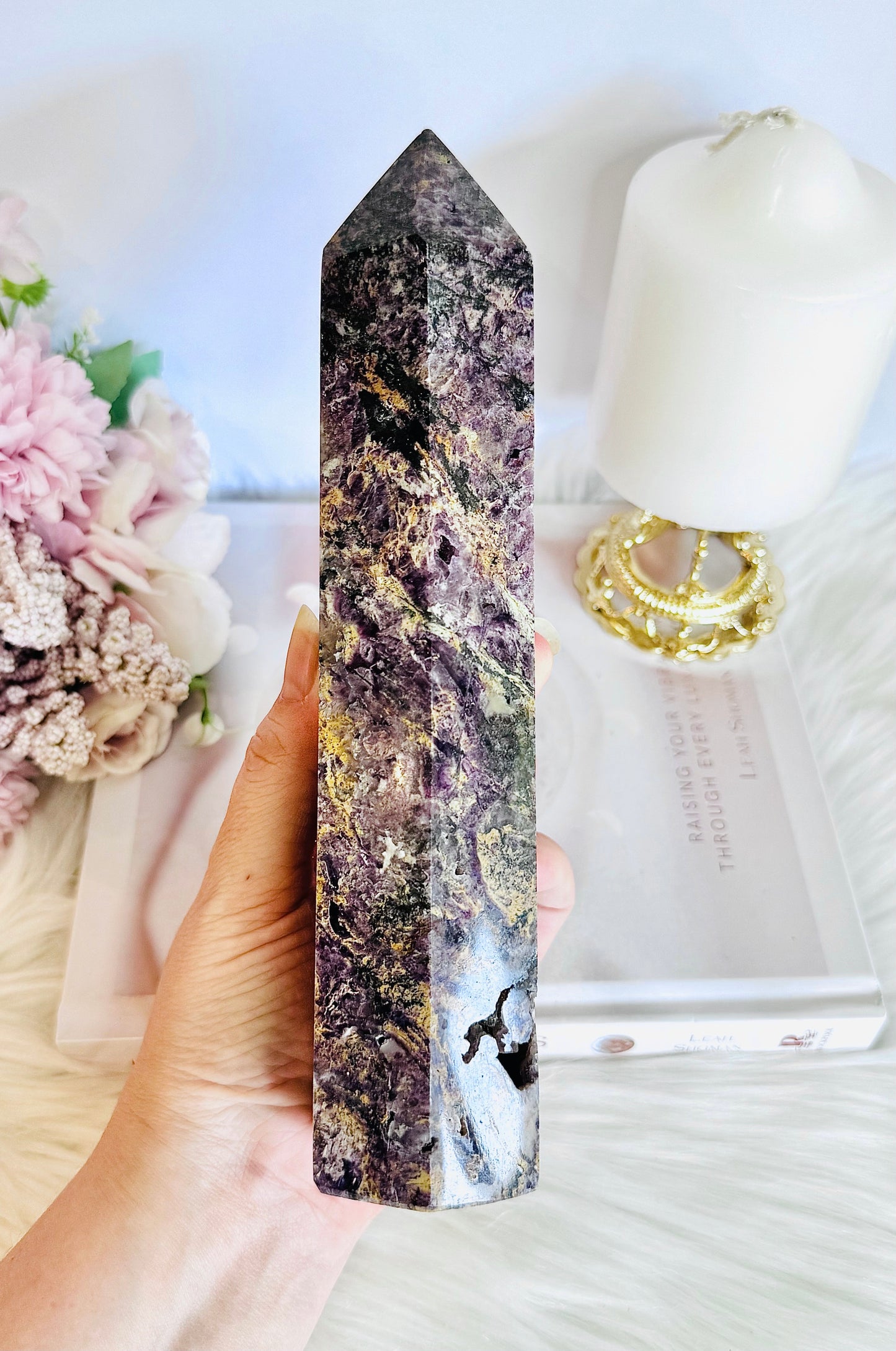 Huge Chunky 1.08KG 21.5cm Natural Charoite Carved Tower | Generator