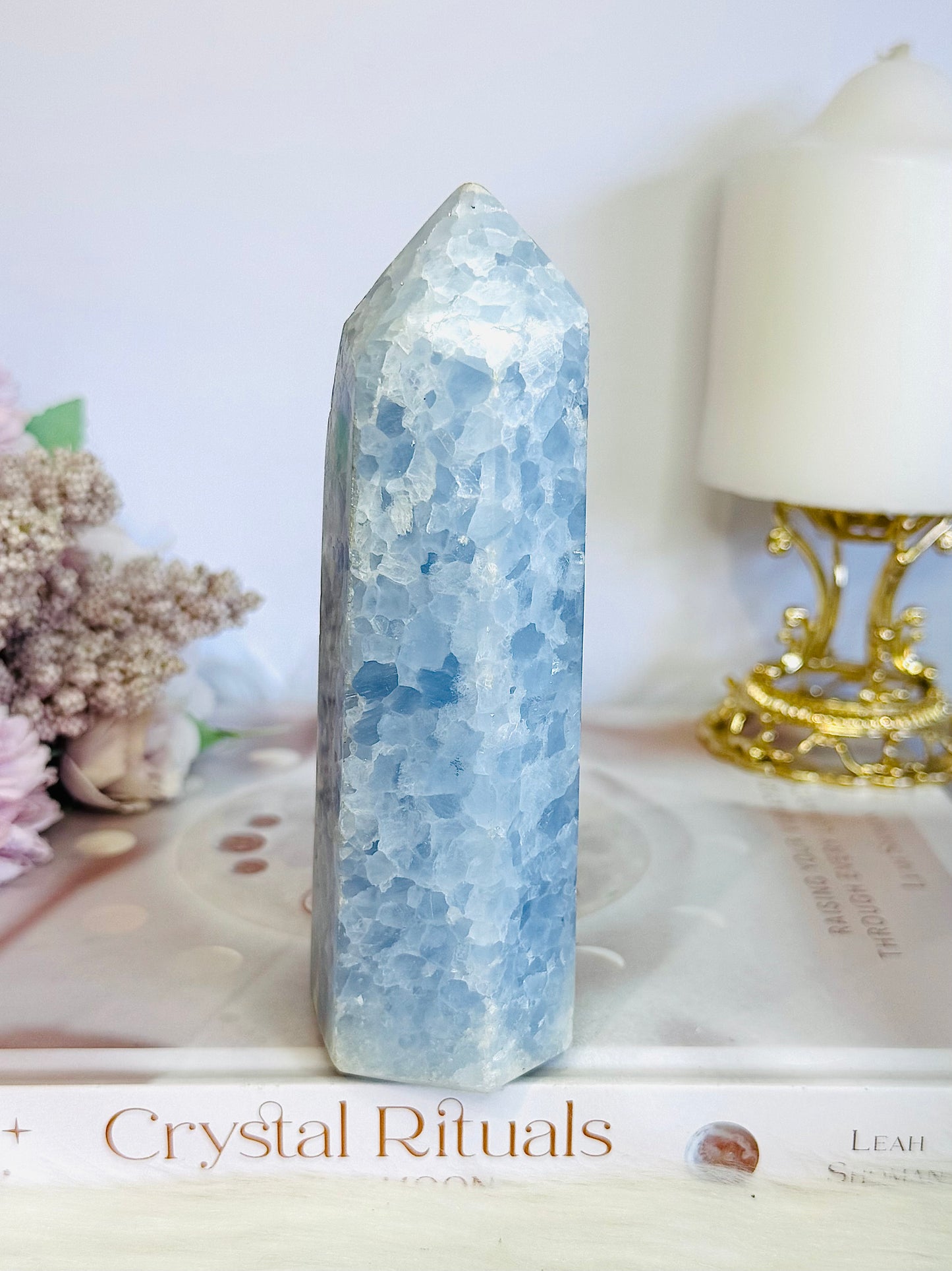 Gorgeous Natural High Grade Blue Calcite Chunky Tower 13cm