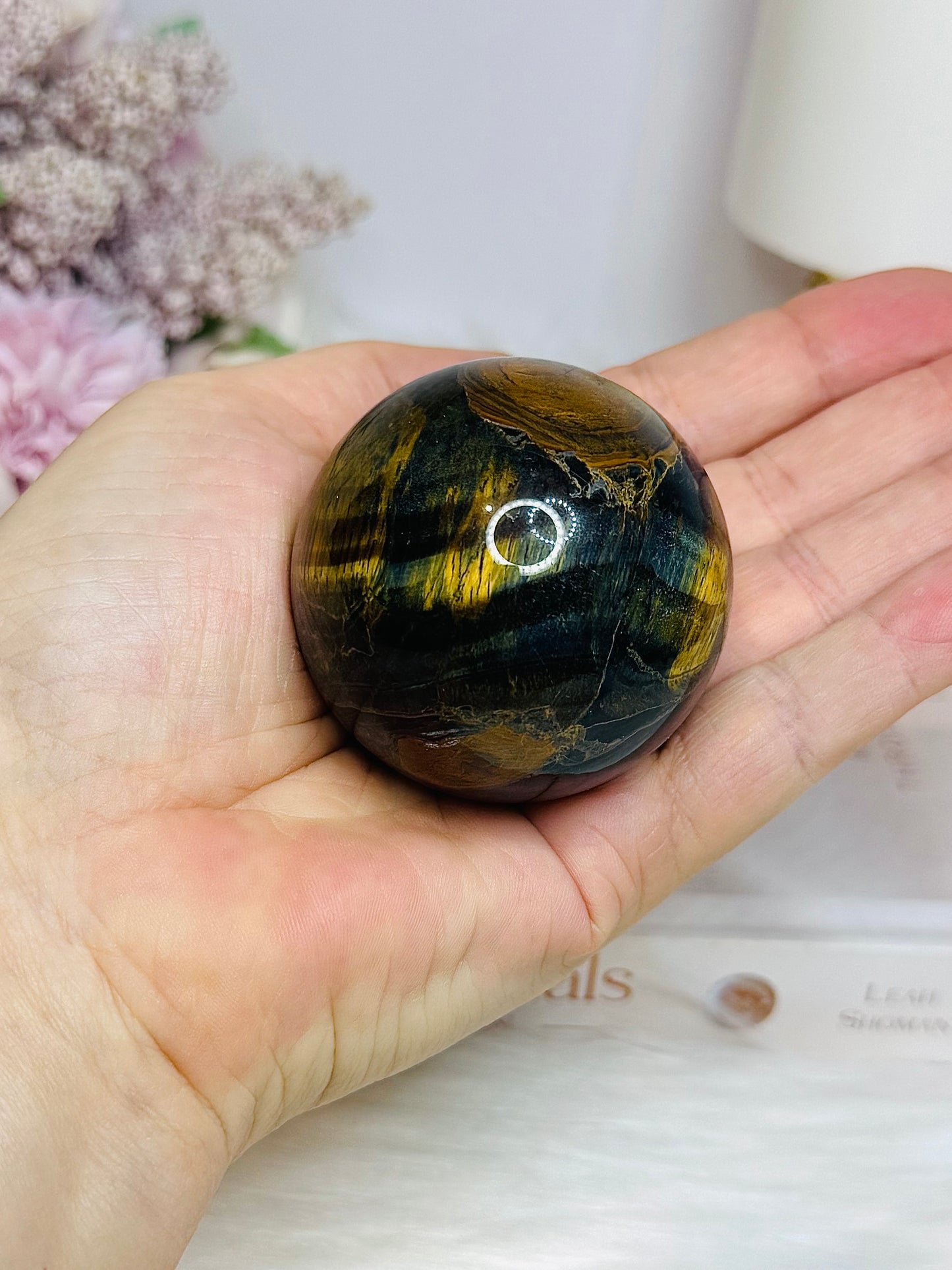 Tigers Eye Sphere with Blue Flash 197g