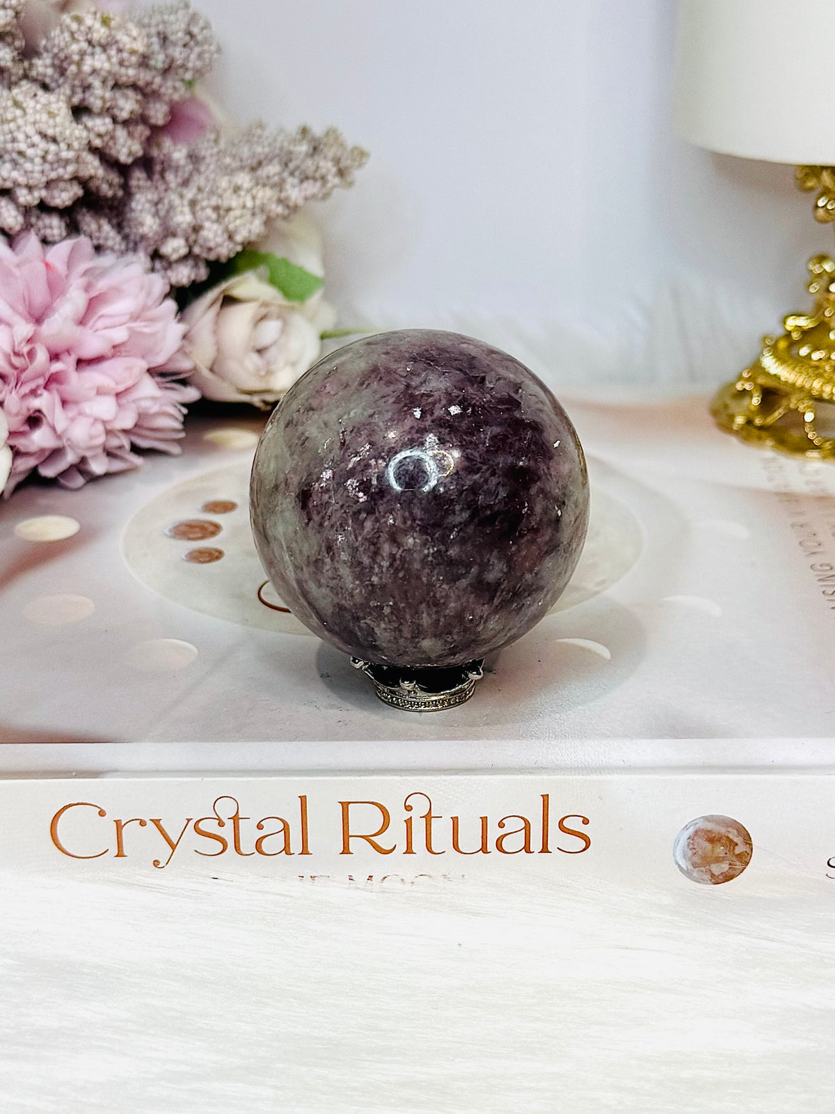 Pink Tourmaline Sphere on Stand 191g