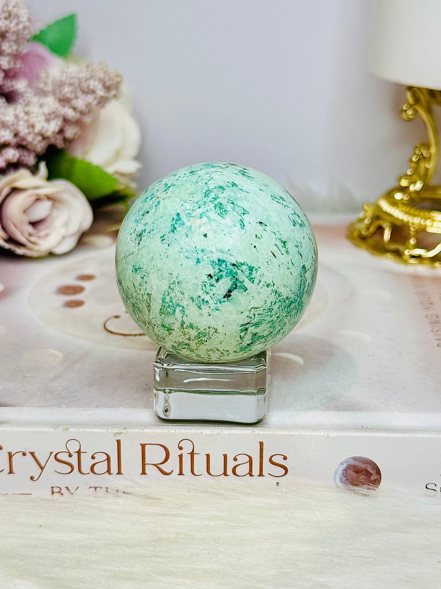 A Rare Stone ~ Genuine Inca Turquoise Sphere 5cm On Stand