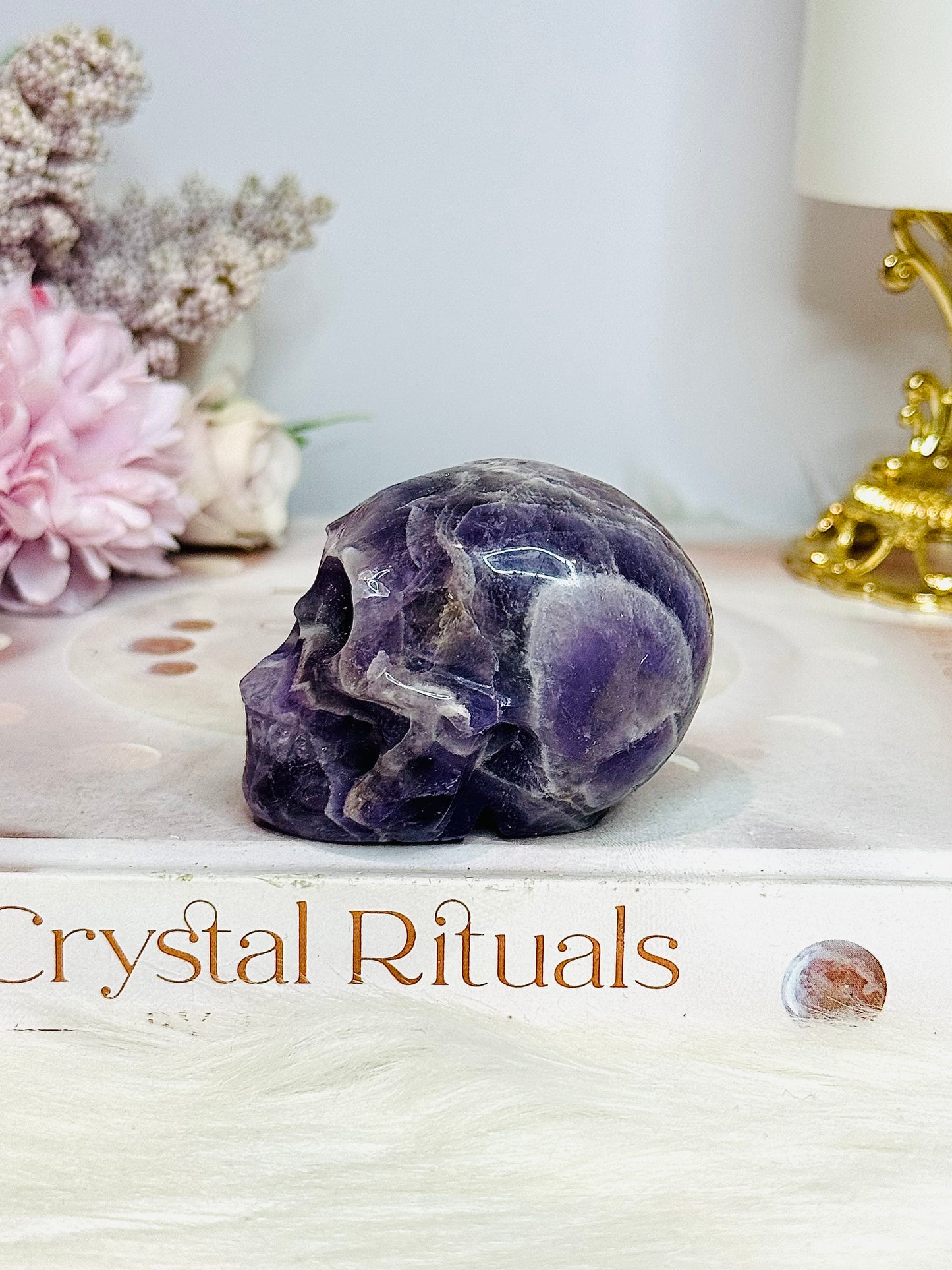 Chevron Amethyst Carved Skull 6cm
