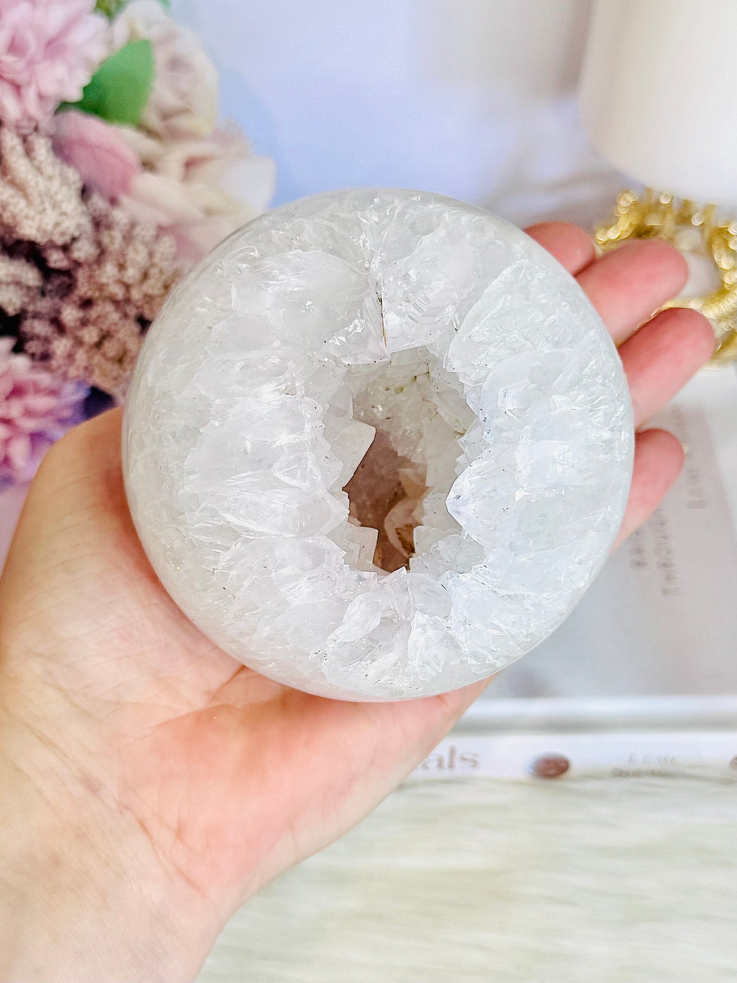 High Grade Absolutely Incredible Large Clear Quartz Druzy Sphere From Brazil 845grams