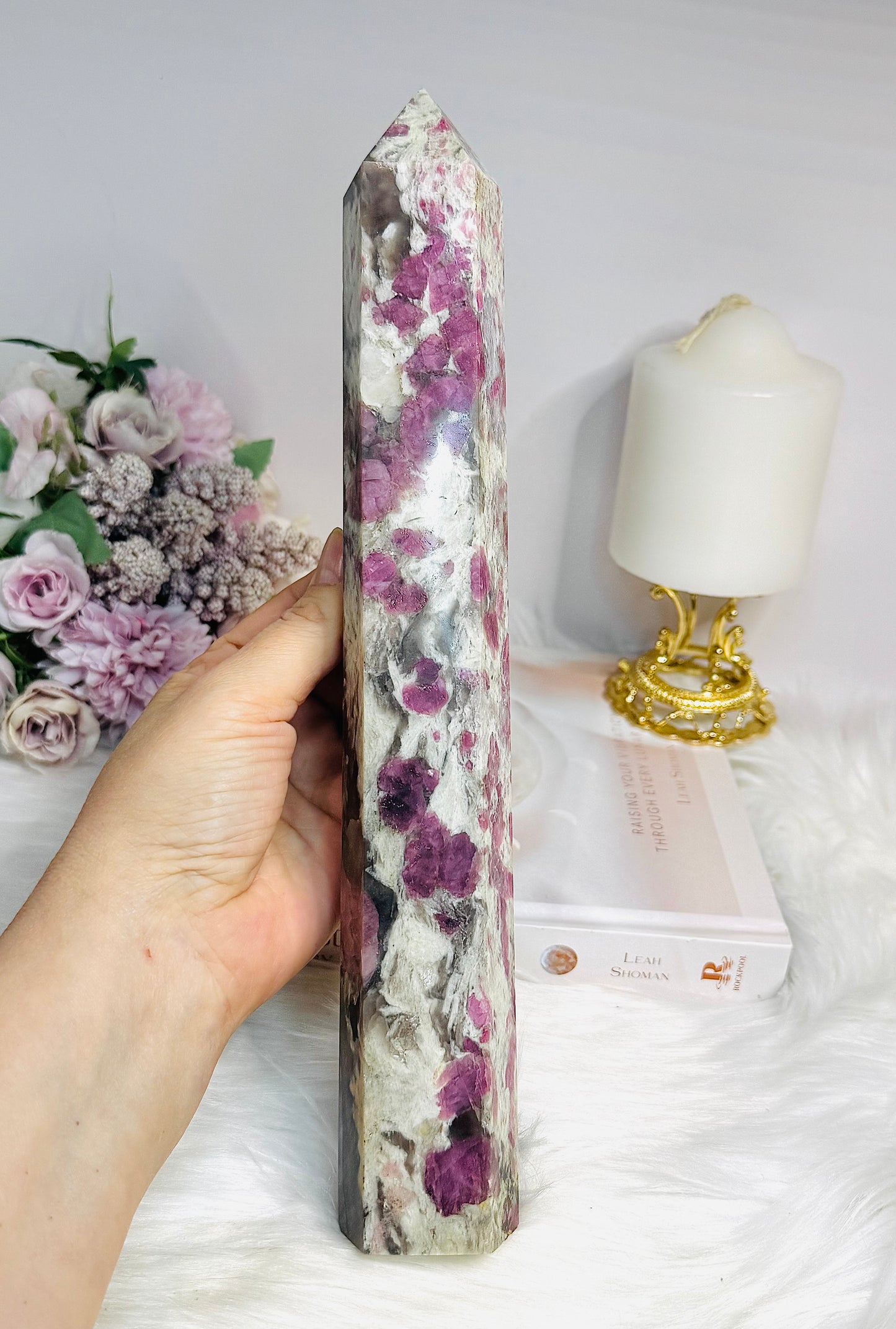 Large Pink Tourmaline Tower 29cm 1.075KG