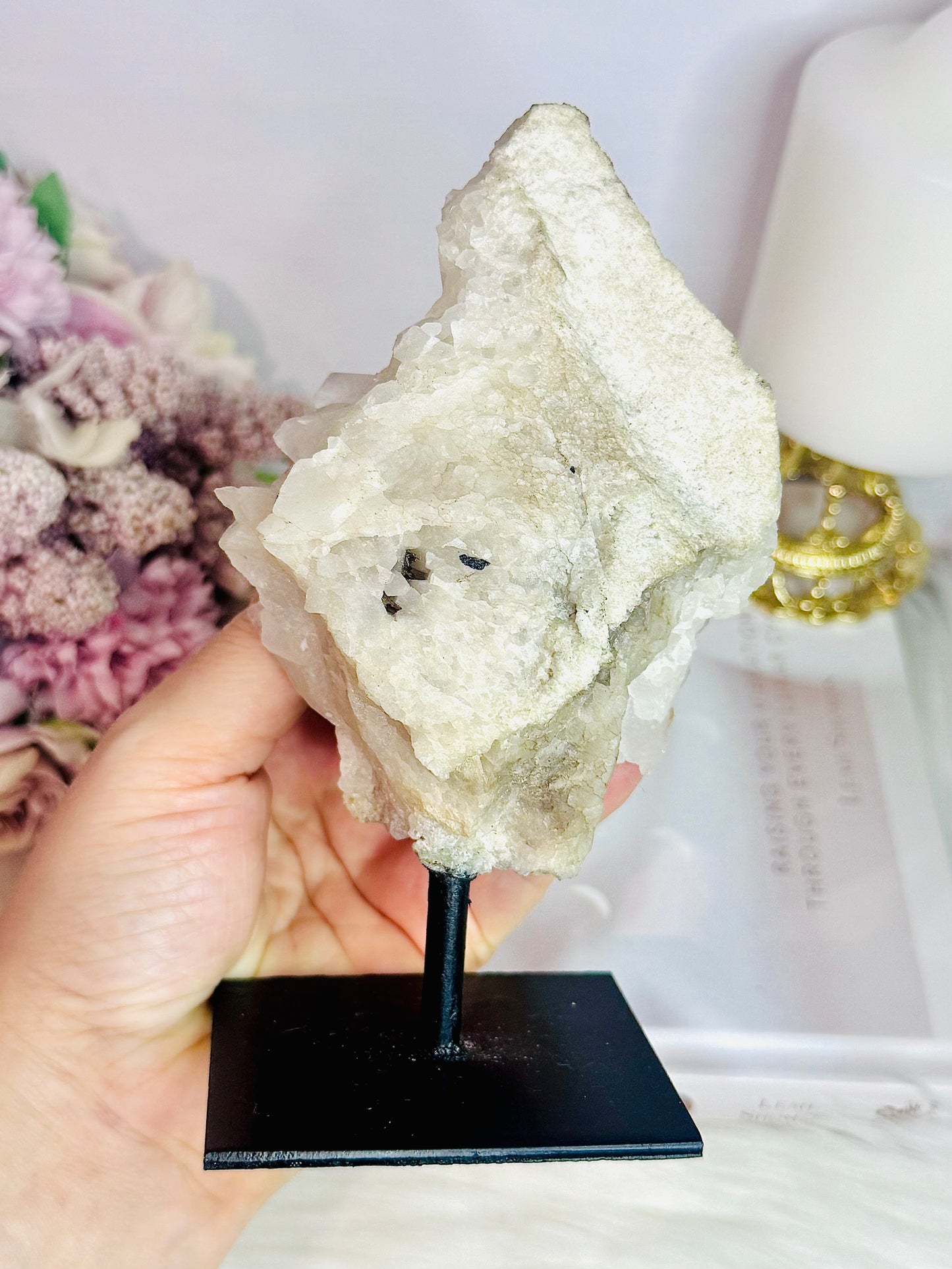 ⚜️ SALE ⚜️ Master Healer ~ Gorgeous Chunky Large 15cm Clear Quartz Cluster | Specimen On Black Stand
