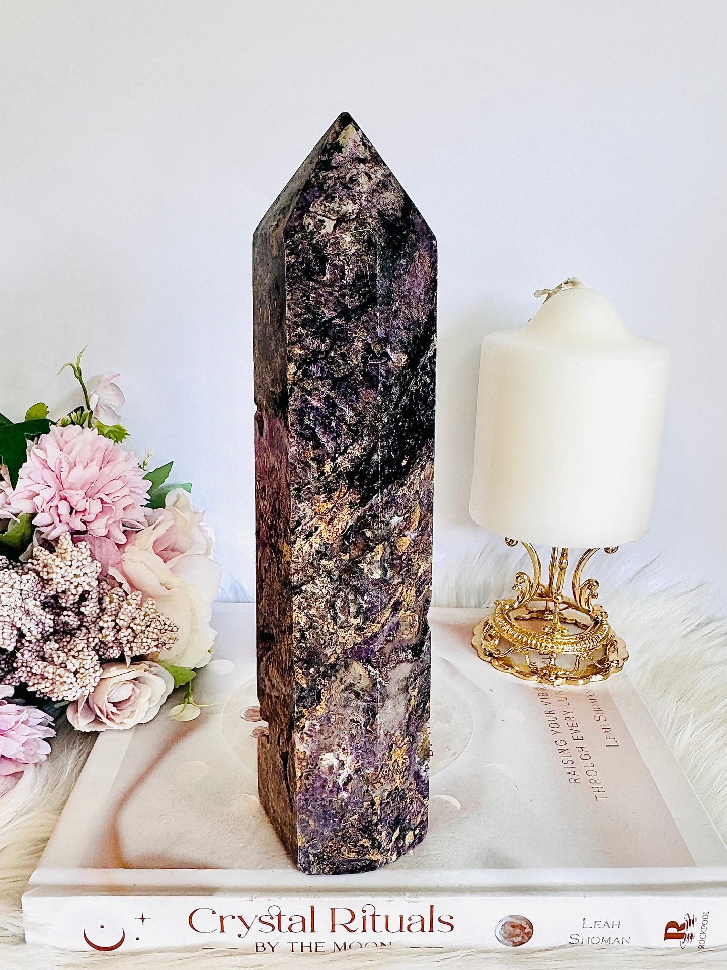 Huge Chunky 1.08KG 21.5cm Natural Charoite Carved Tower | Generator