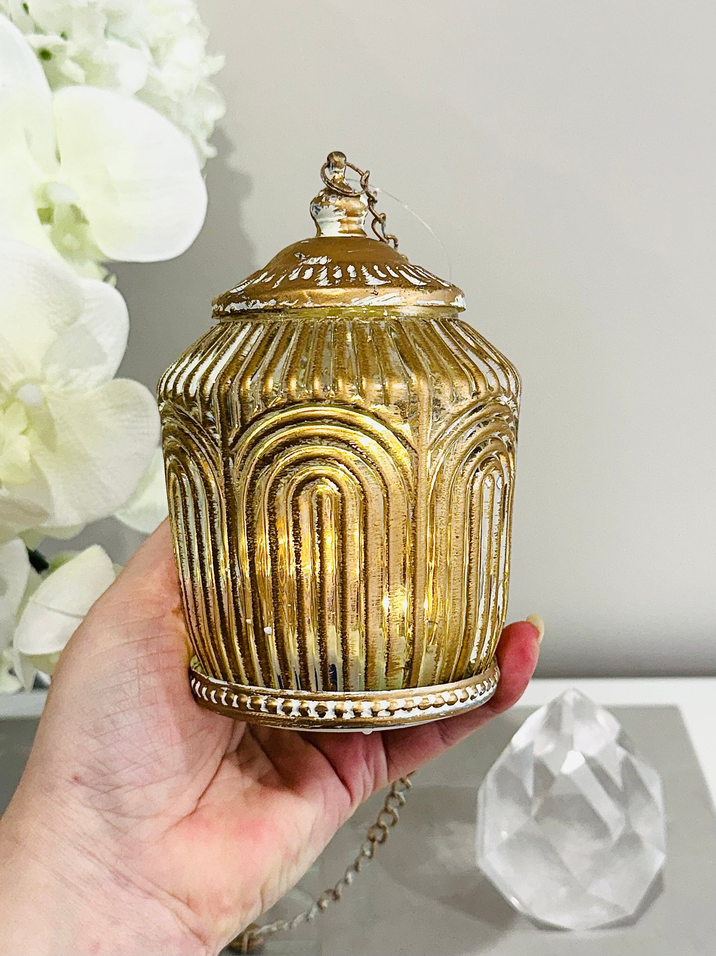 Glass Lantern Led Linear Gold/wash 15cm