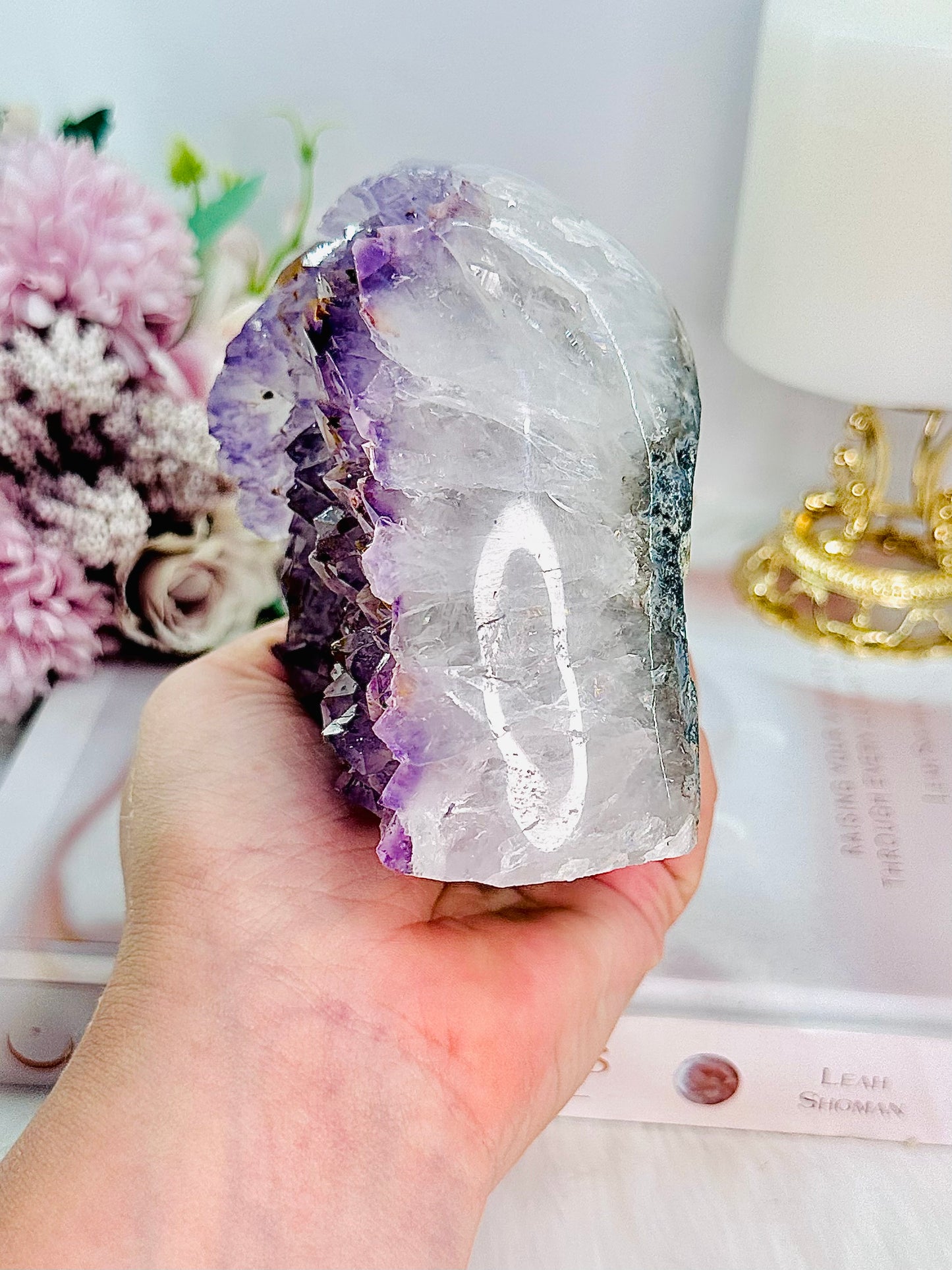 Protection From Negativity & Stress ~ Absolutely Gorgeous Light Purple 741gram Base Cut Druzy Amethyst Cluster From Uruguay