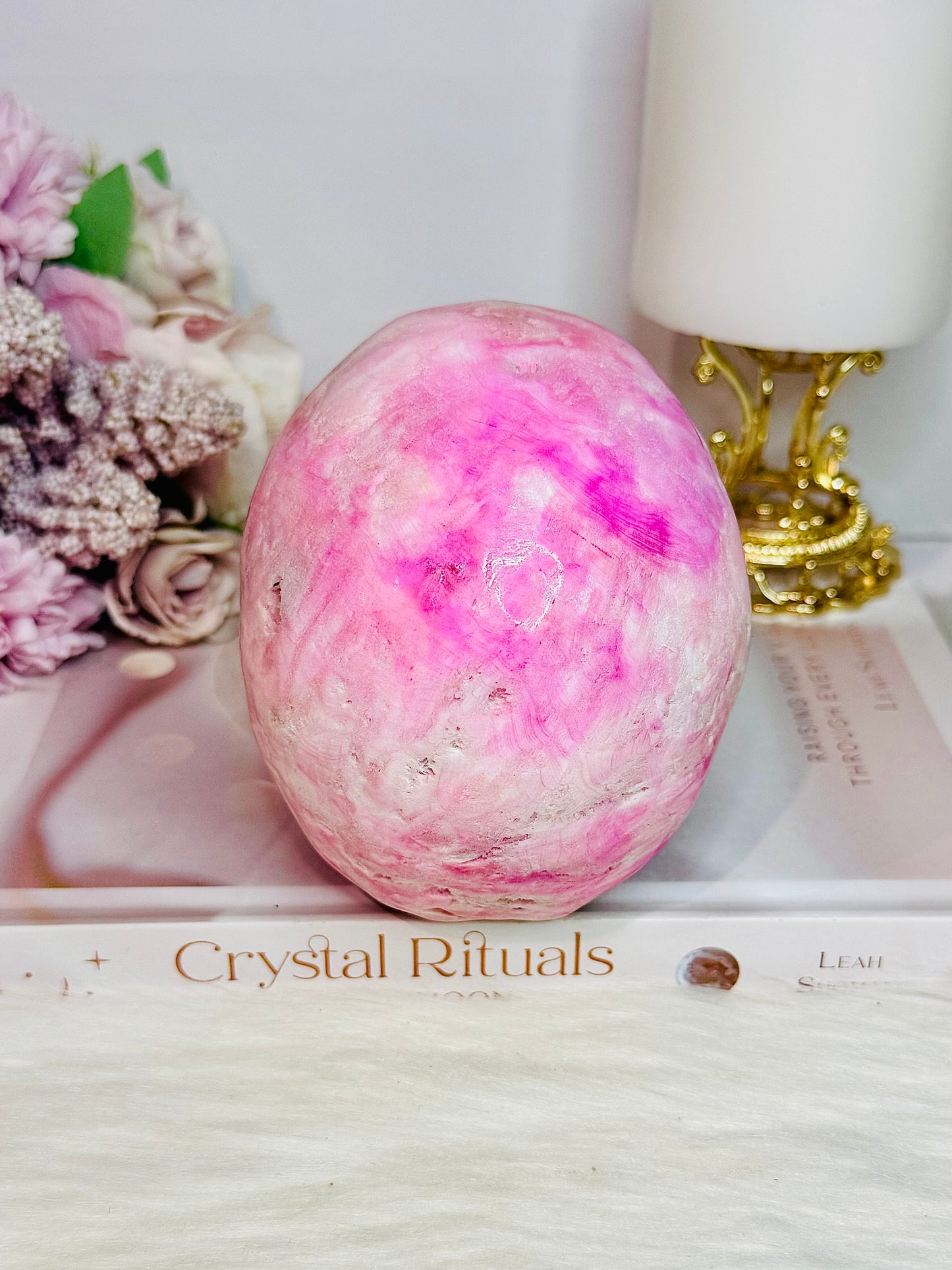MASTERPIECE!! Absolutely Incredible Huge Natural Pink Oragonite Carved Skull 1.06KG 13cm