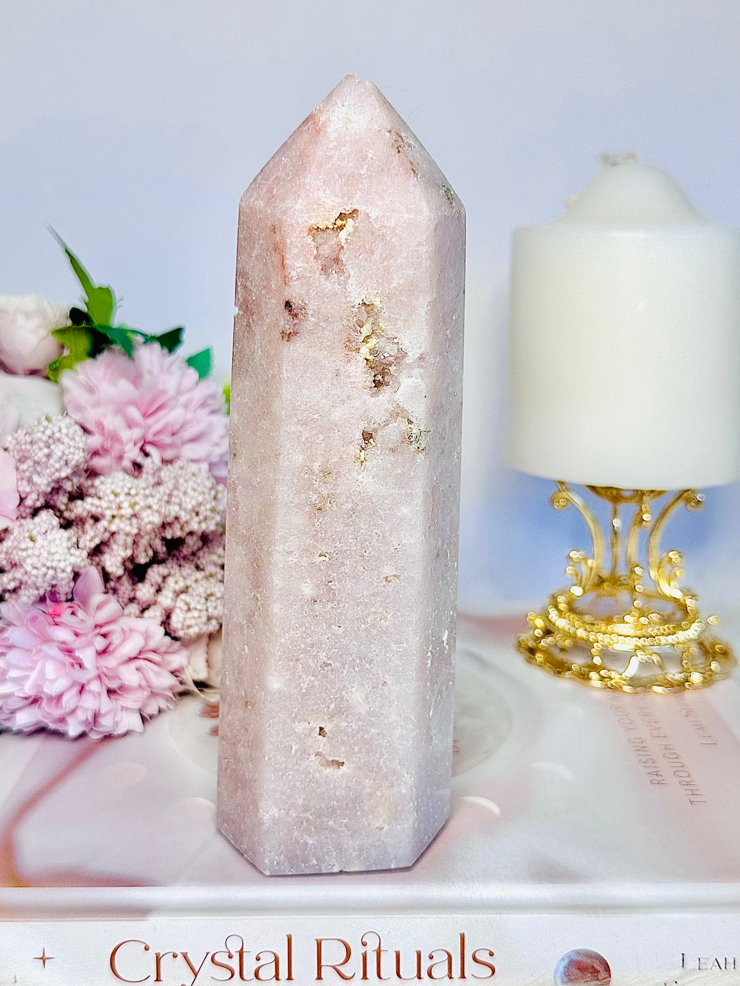 Stunning Large 17cm 642gram Druzy Pink Amethyst Chunky Tower From Brazil - Shiny Druzy At Tip Of Tower Not Chipped