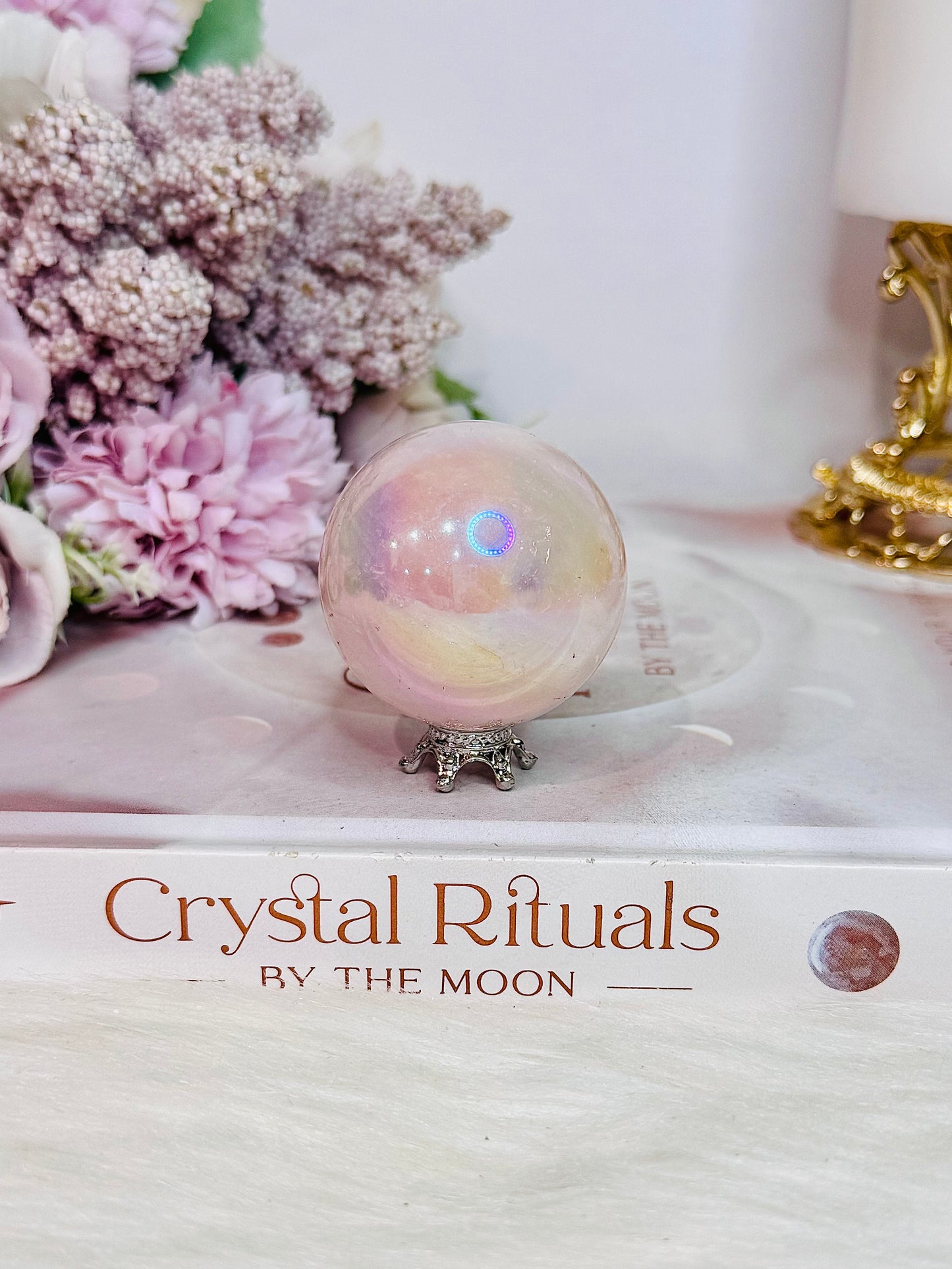 Angel Aura Rose Quartz Sphere on Stand 4.5cm