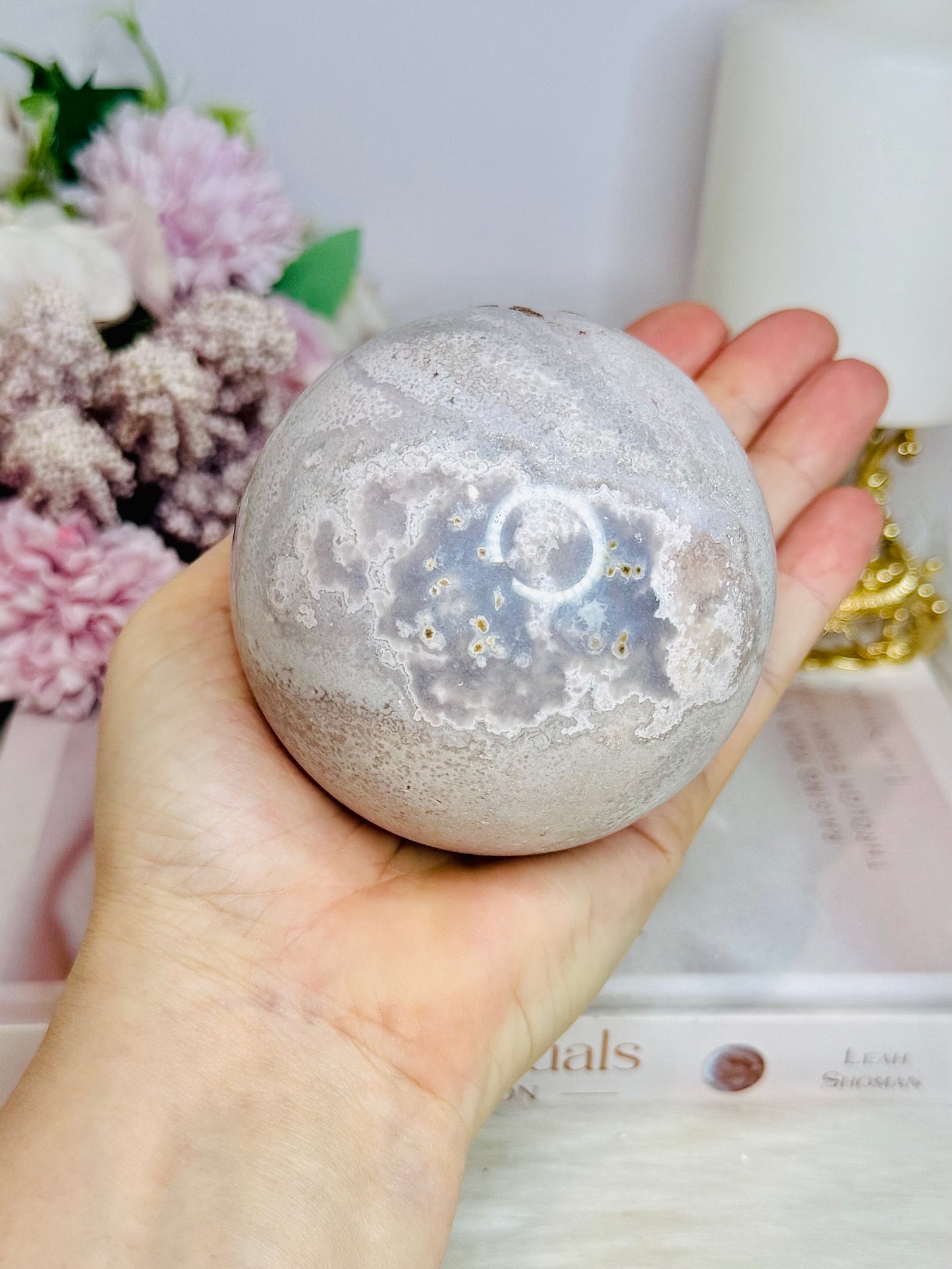 Large Pink Amethyst Sphere on Stand 658g