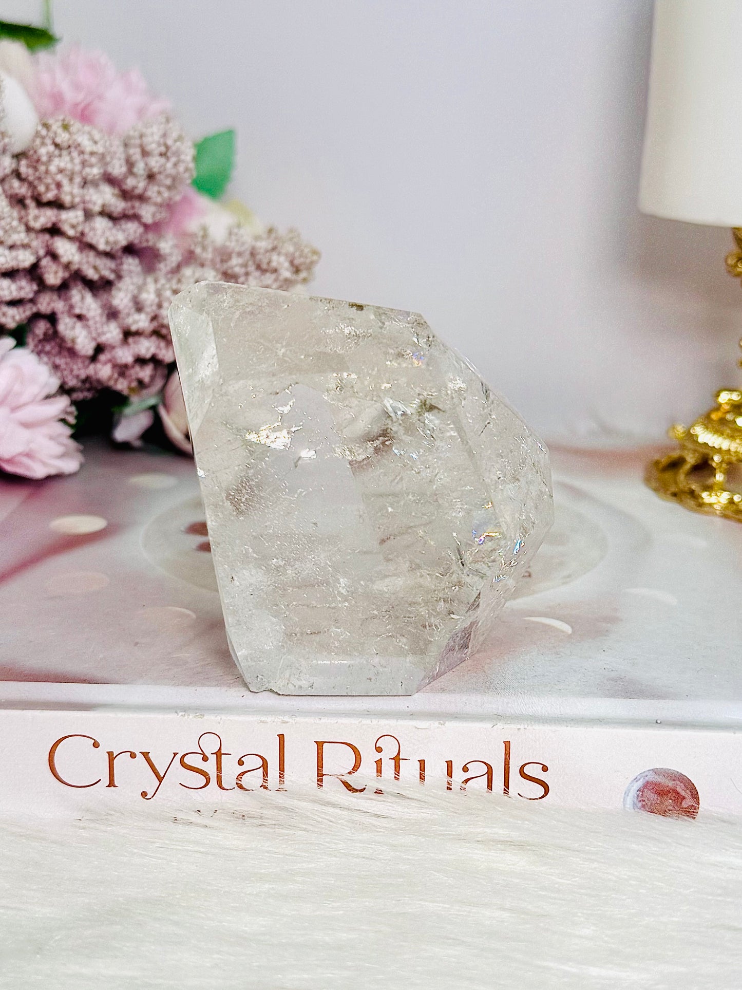Clear Quartz Polished Freeform with Rainbows 229g
