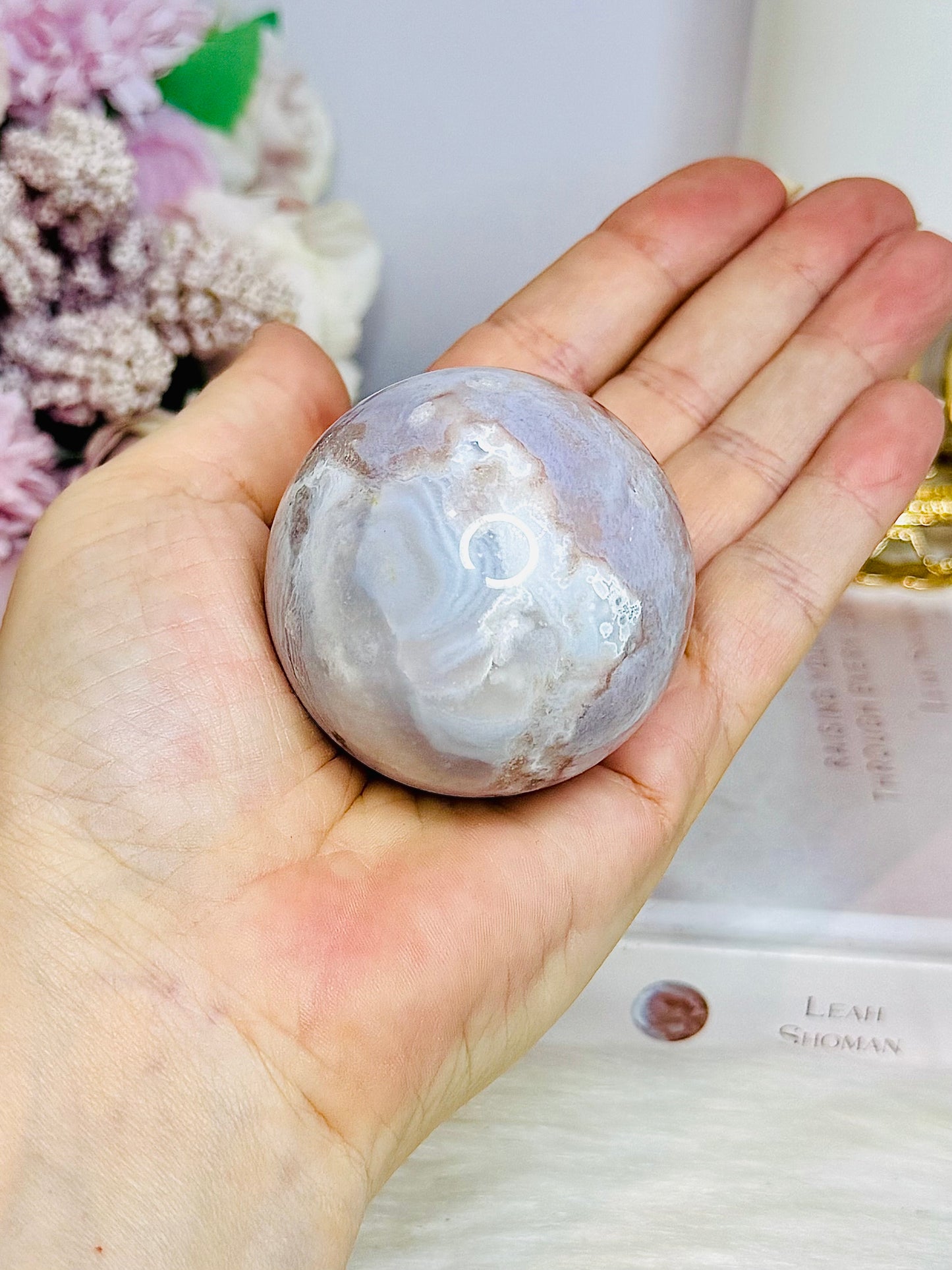 Druzy Flower Agate Sphere on Stand 172g