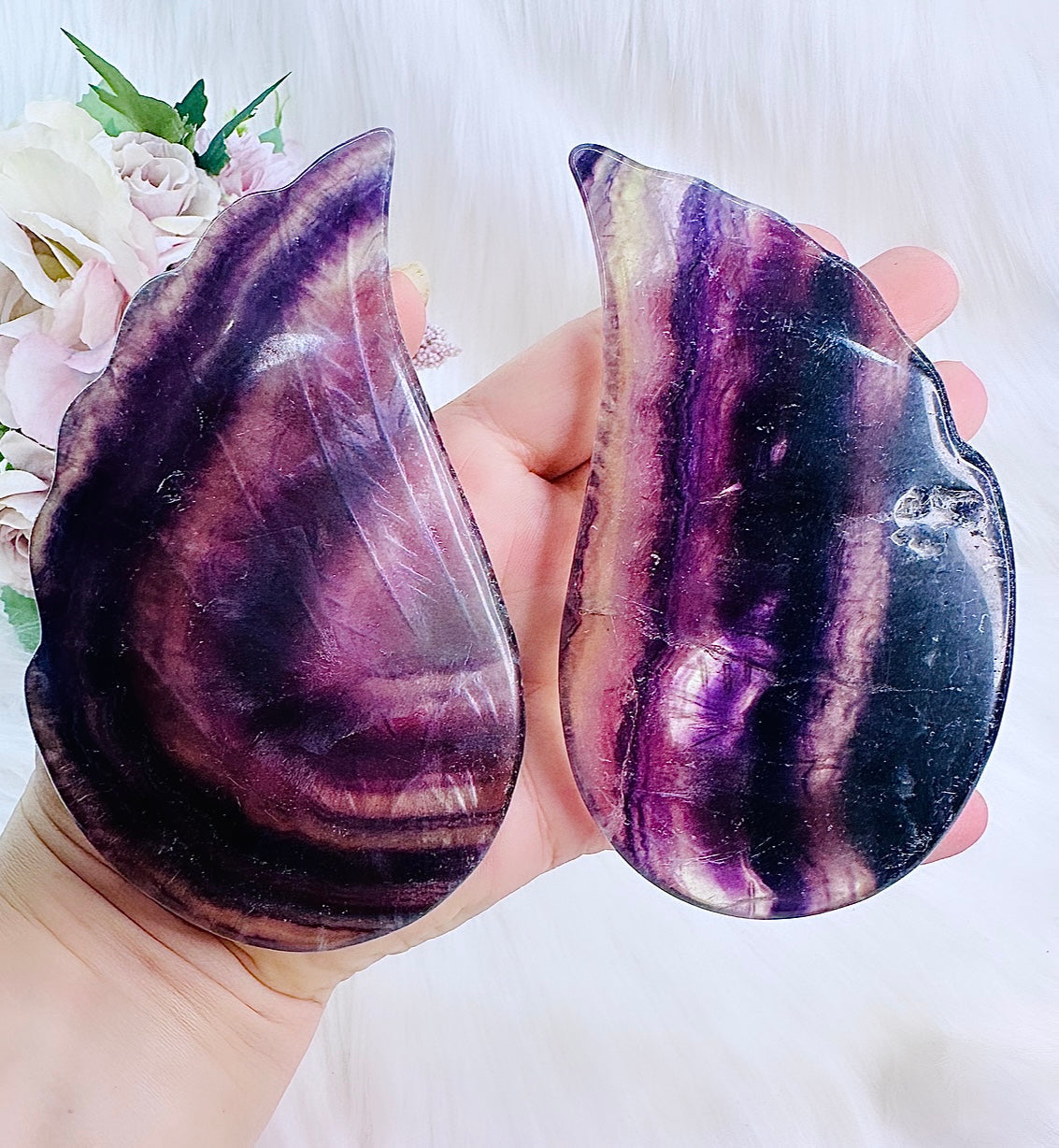 Purple Fluorite Wings on Gold Stand 20cm Tall (Inc Stand)