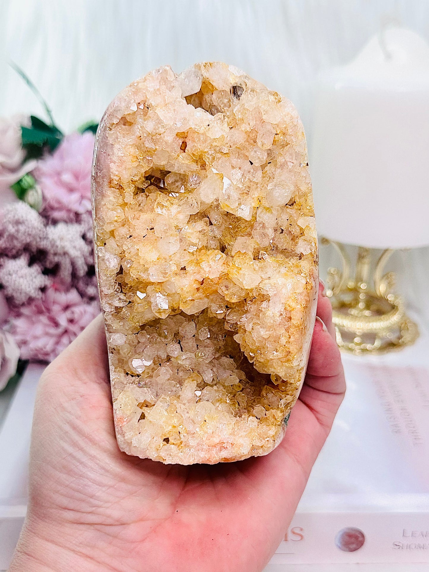 ⚜️ SALE ⚜️ Chunky 11cm Druzy Pink Amethyst Freeform Over Half A Kg From Uruguay with Green Jasper Inclusions