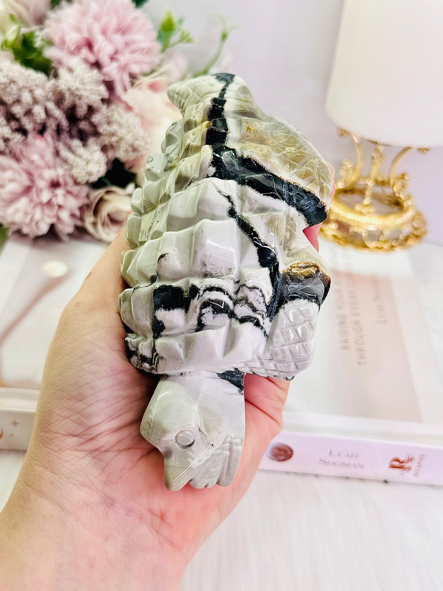 Gorgeous Chunky Large 16cm Jasper Carved Turtle