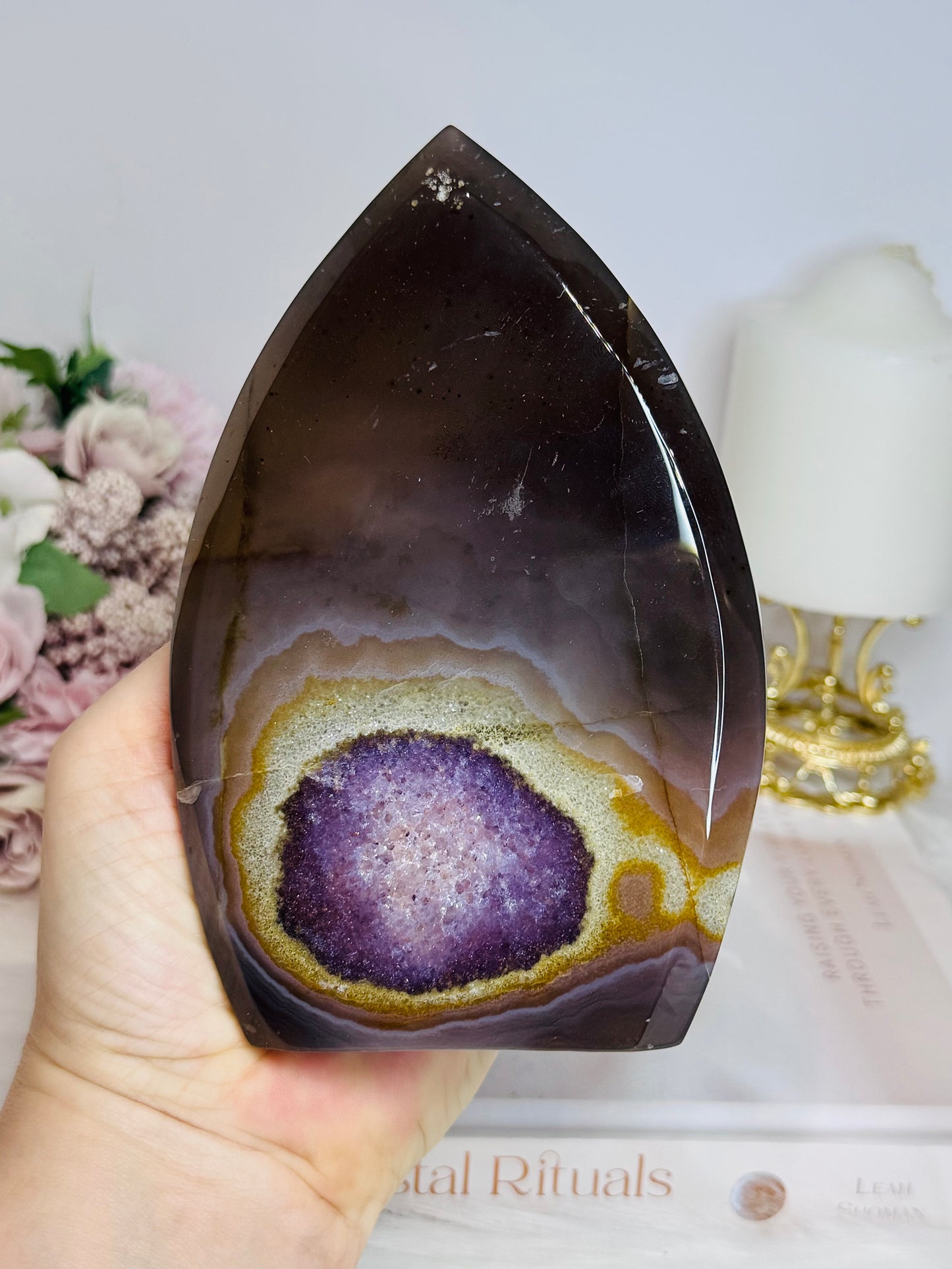 Large Druzy Agate Amethyst Carved Freeform 16cm
