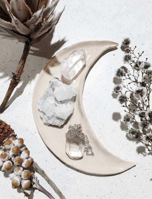 Gorgeous Large 16cm Handmade Ceramic Moon Plate By Florence and Folk