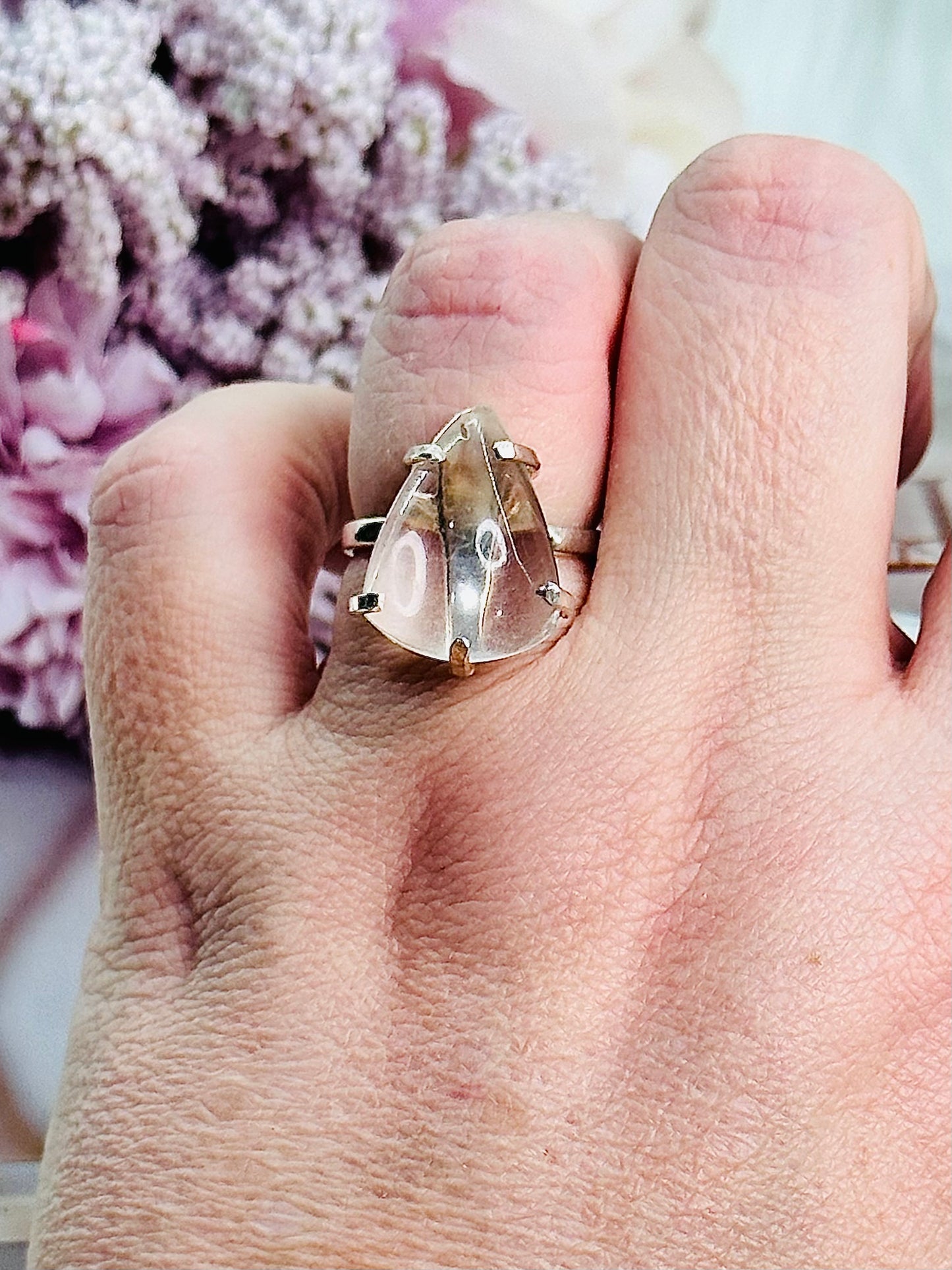 Stunning Clear Quartz Adjustable Ring From Brazil in Gift Bag