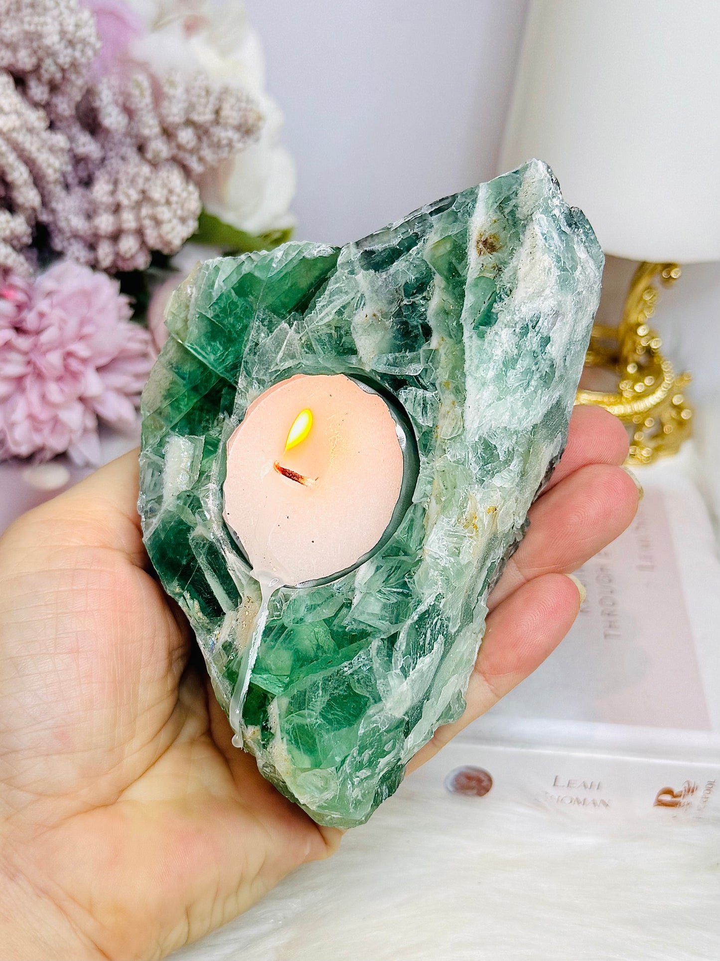 Chunky Green Fluorite Candle Holder 564g