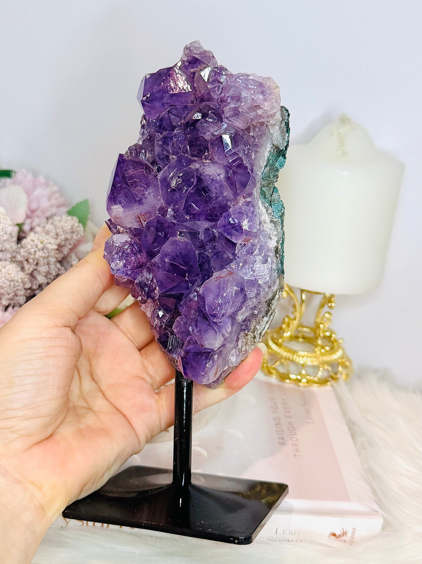 High Grade Deep Purple Amethyst Cluster On Stand 19cm