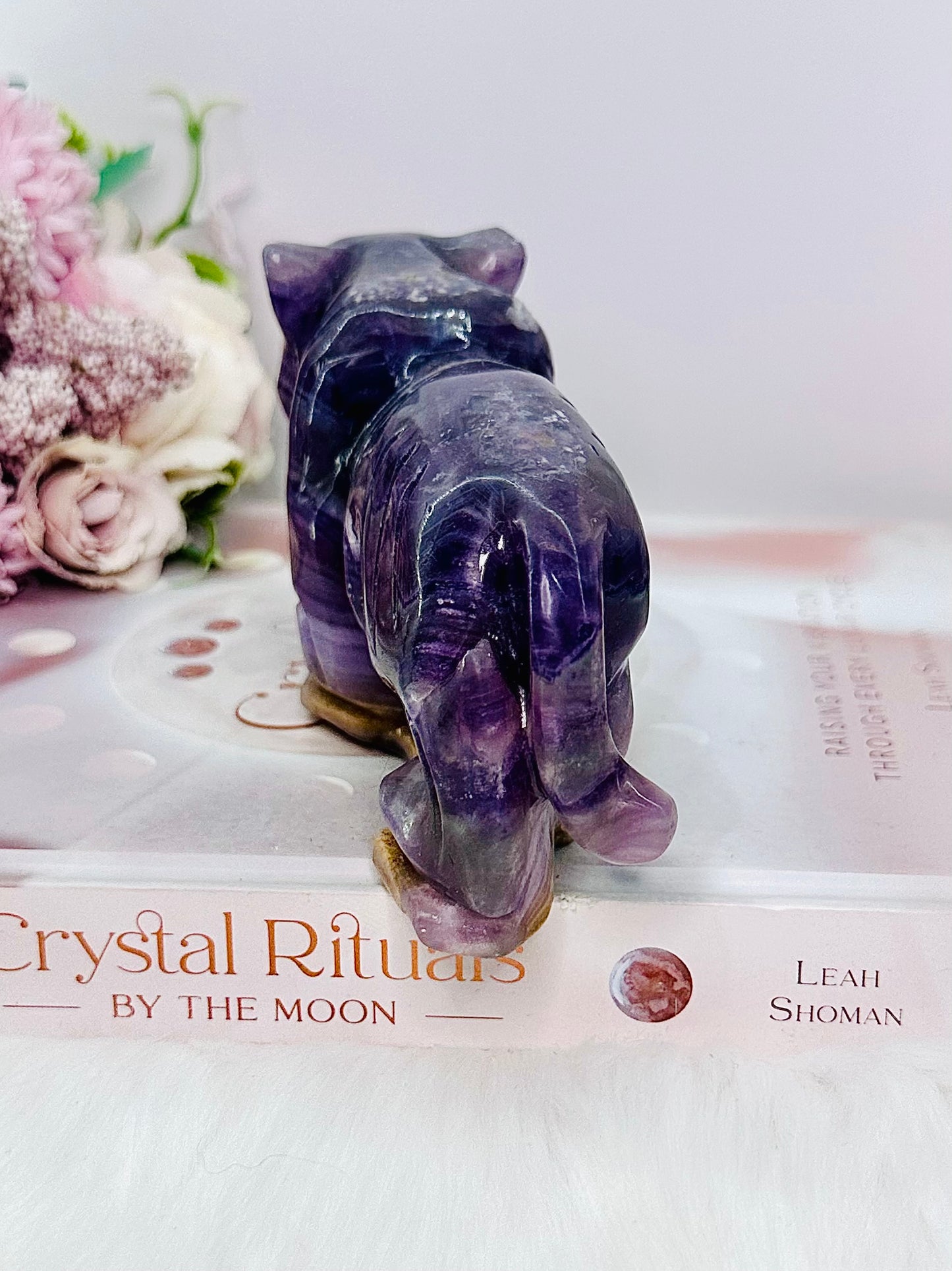 Wow!!! Powerful Healing Stone ~ Absolutely Superb Perfectly Carved Large Purple Fluorite Tiger 16.5cm 798grams
