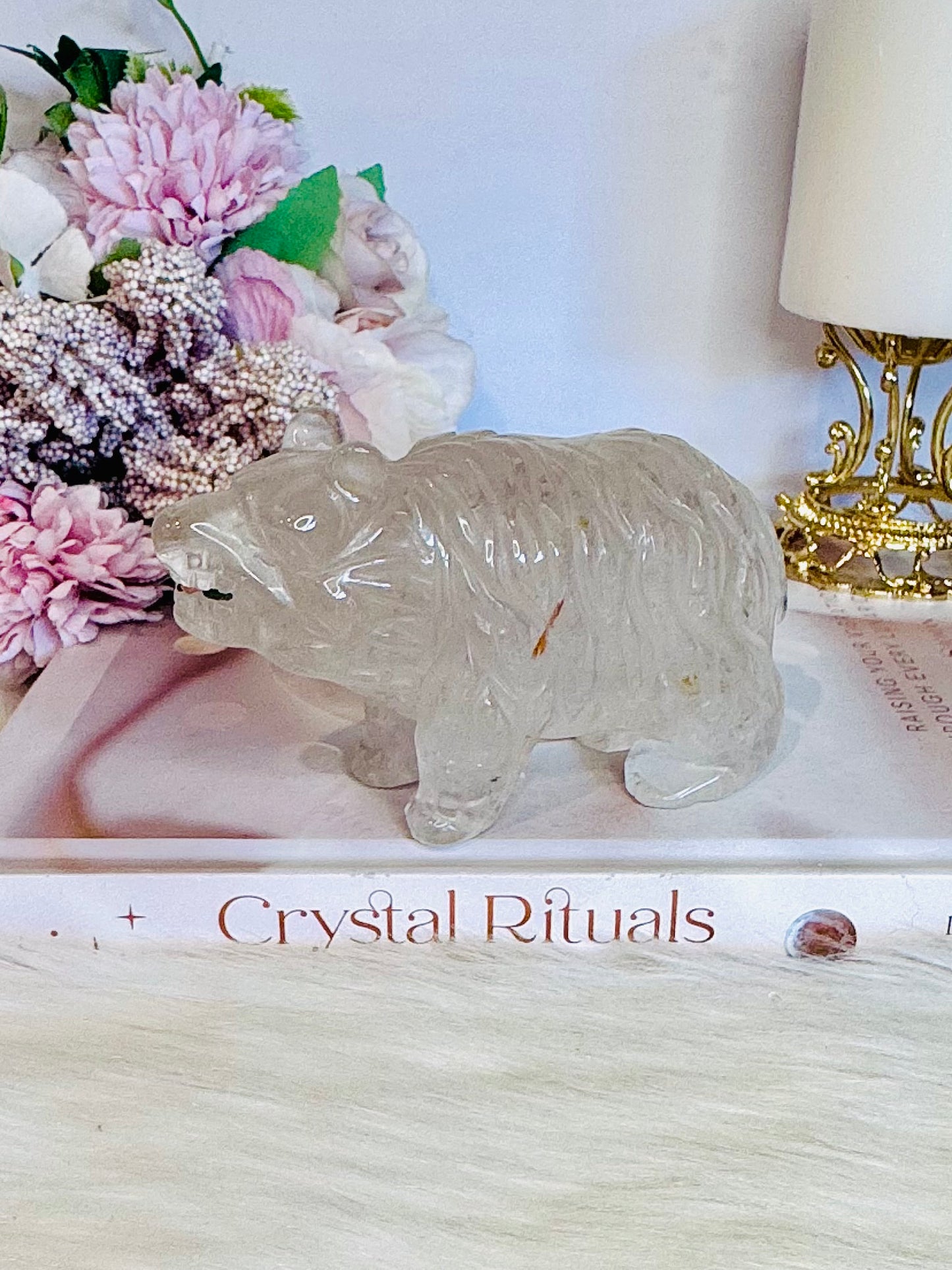 Chunky 11cm 359gram Clear Quartz Carved Bear