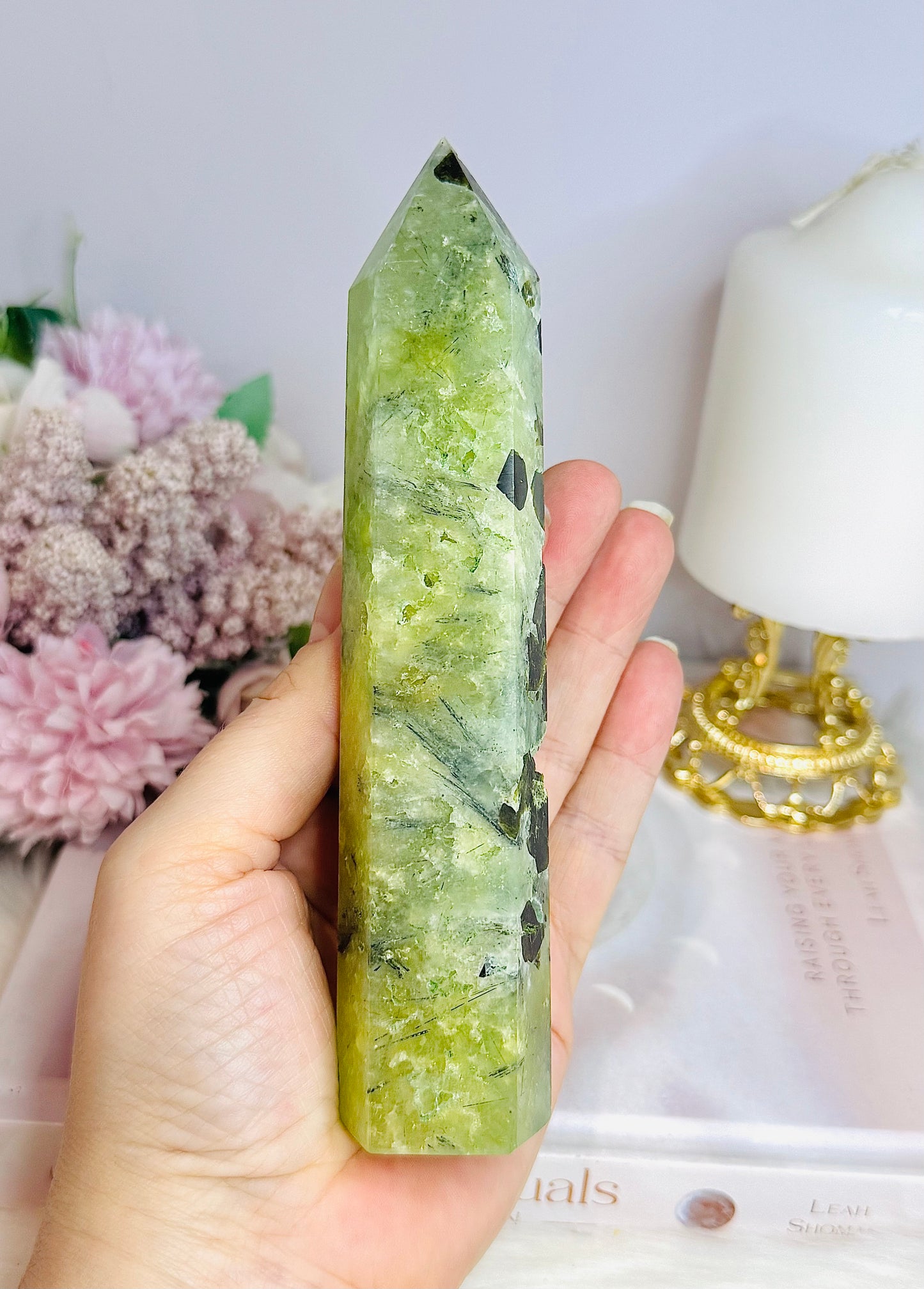 Natural Prehnite Tower 16cm