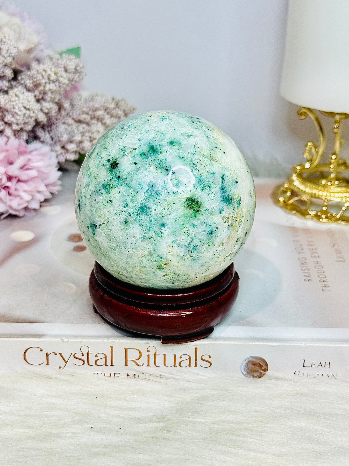 Large Phoenix Stone (Malachite, Chrysocolla, Turquoise) Sphere on Stand 545g