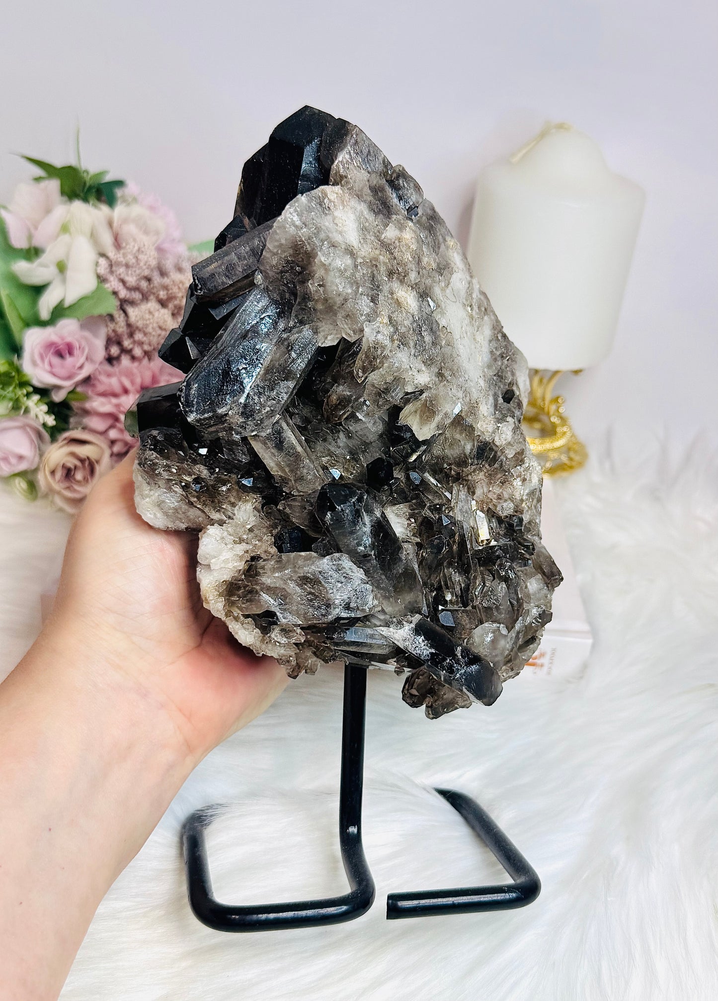 ✨ SALE ✨ Large Smokey Quartz Cluster On Stand From Brazil 2.09KG 22cm