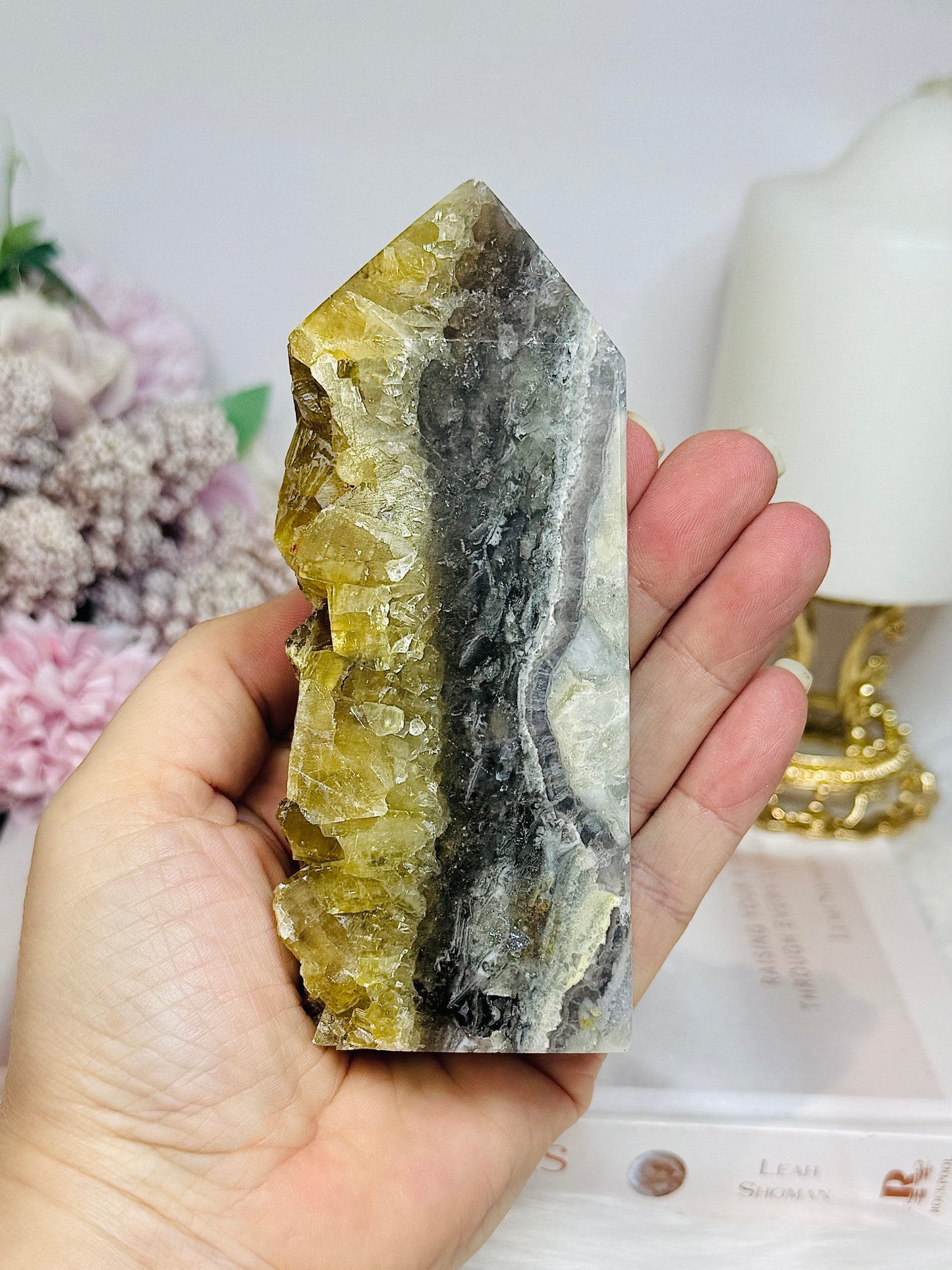 Fluorite X Pyrite Druzy Tower 11.5cm 448g