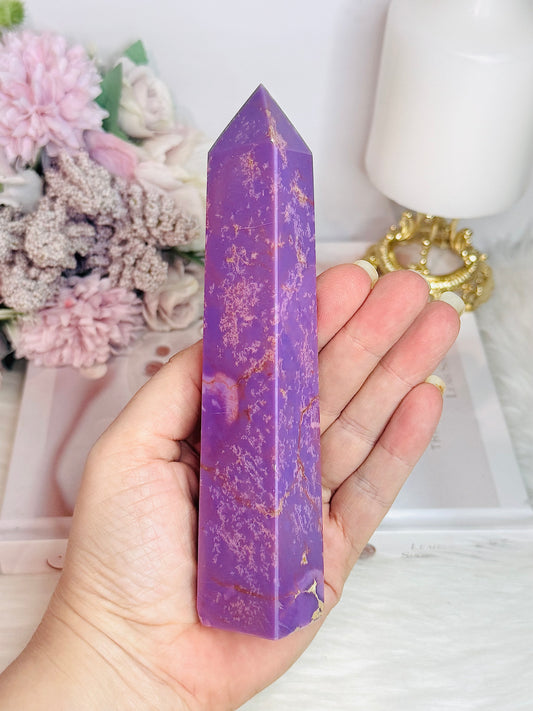 High Grade Rare Natural Phosphosiderite Carved Tower From USA 16cm