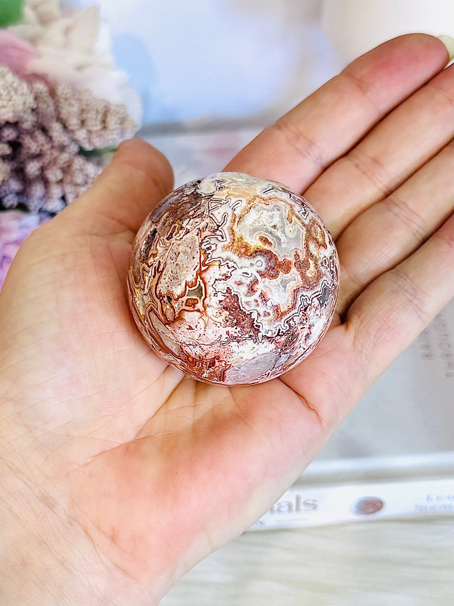 Mexican Lace Agate Sphere On Stand 151grams