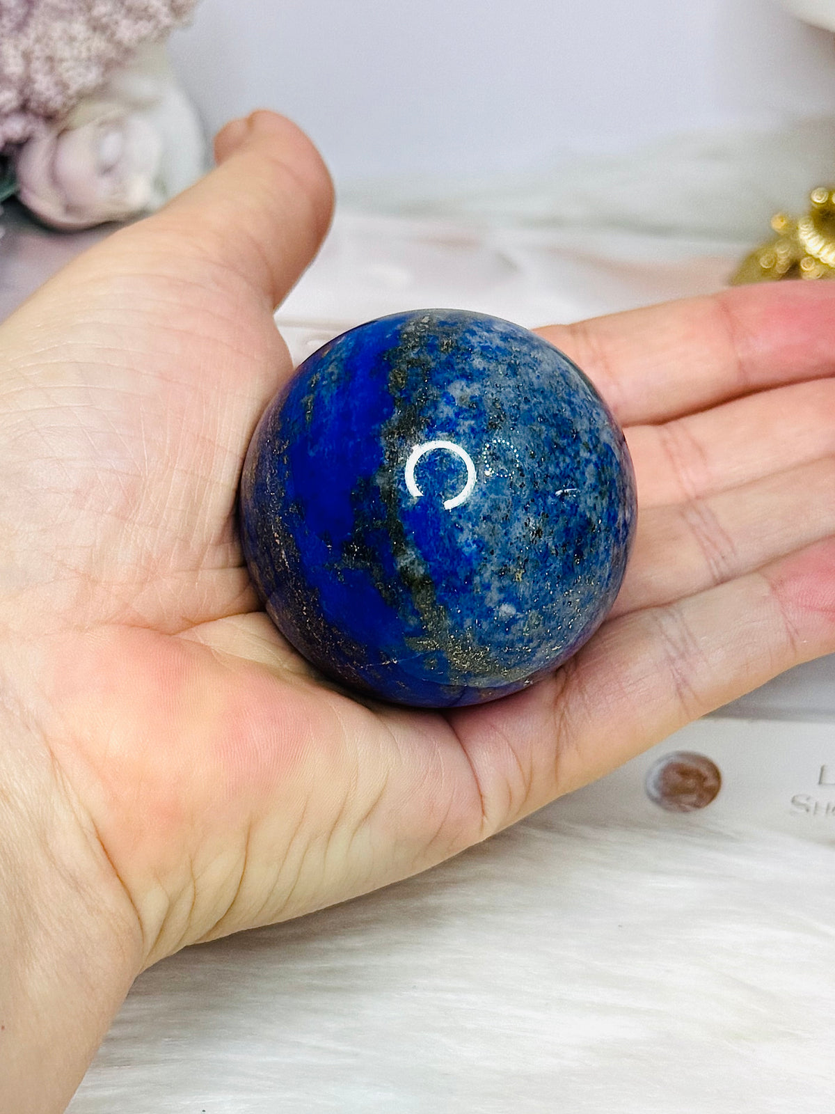High Grade Lapis Lazuli Sphere on Stand 198g