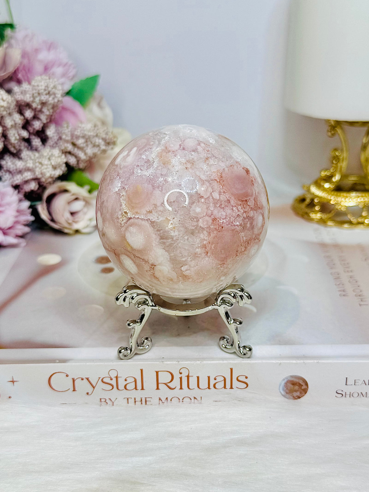 Pink Amethyst Druzy Sphere on Stand 362g