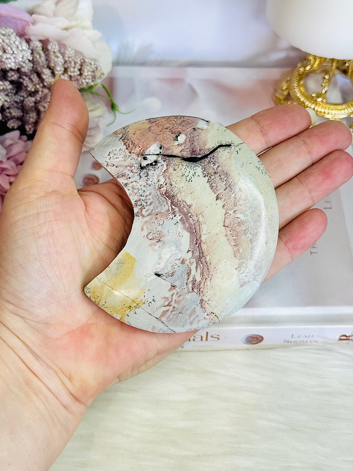 Picture Jasper Carved Moon 9cm