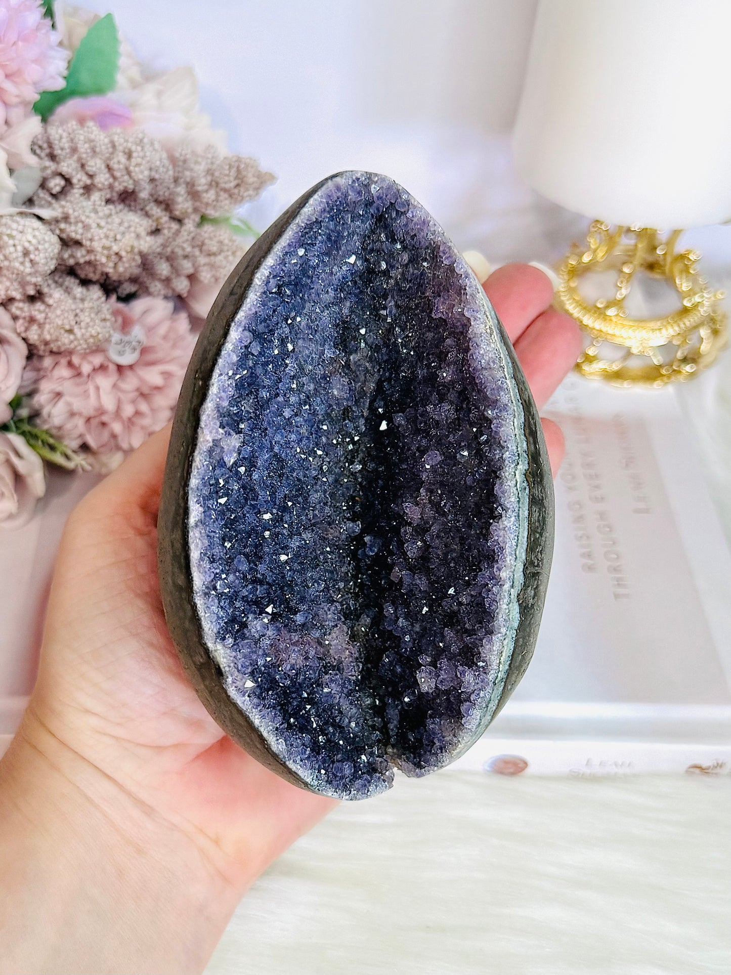 Druzy Amethyst Large Egg On Stand 698grams