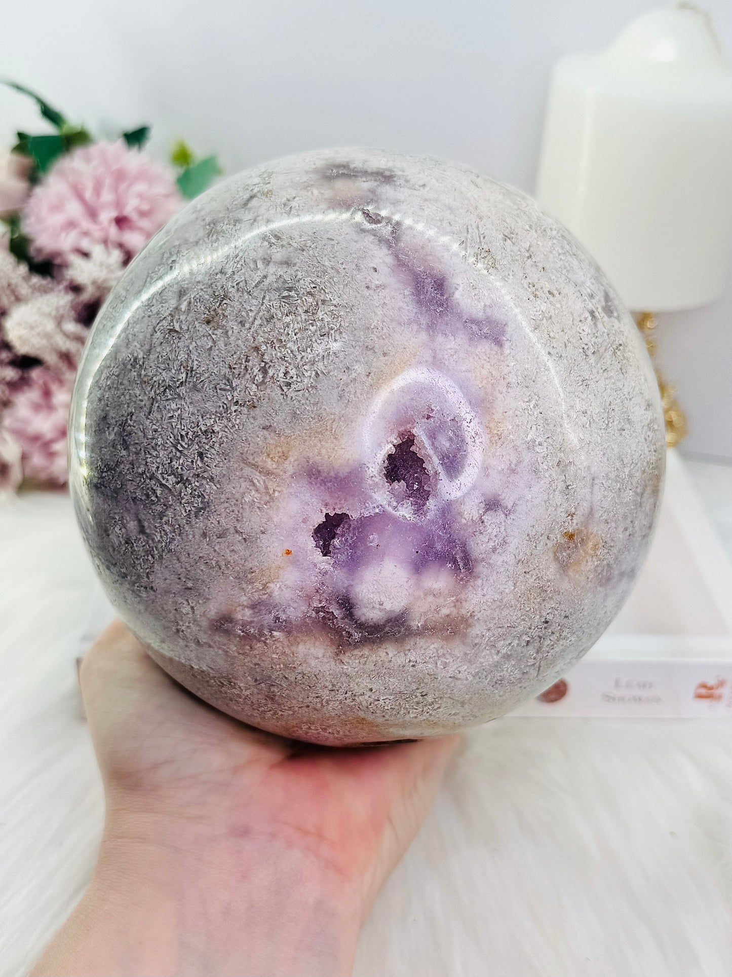 ⚜️ SALE ⚜️ The Queen!!!! Huge 14cm 3.73KG Druzy Pink Amethyst Sphere on Stand From Brazil
