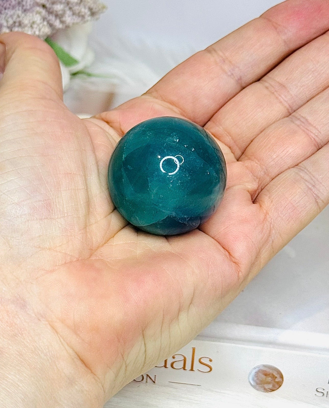 Rare Blue Fluorite Sphere with Rainbows on Stand 4cm