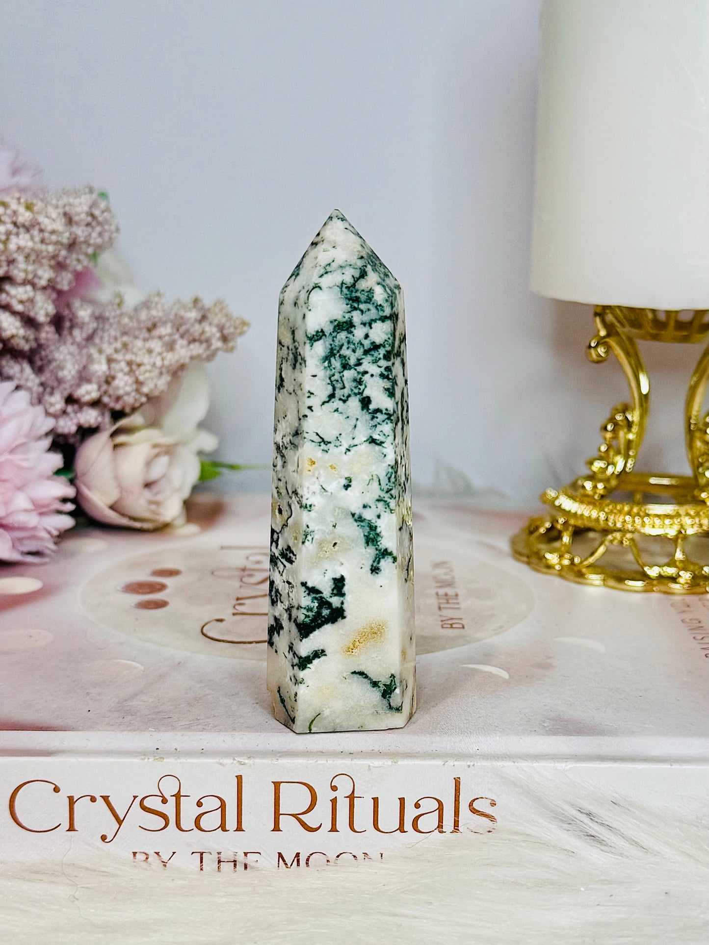 Moss Agate Tower 8.5cm