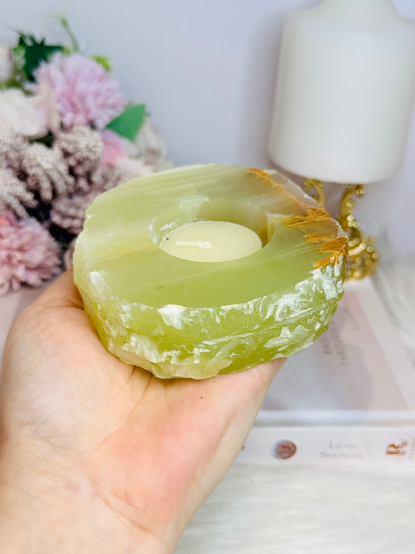 Green Onyx Candle Holder 520g