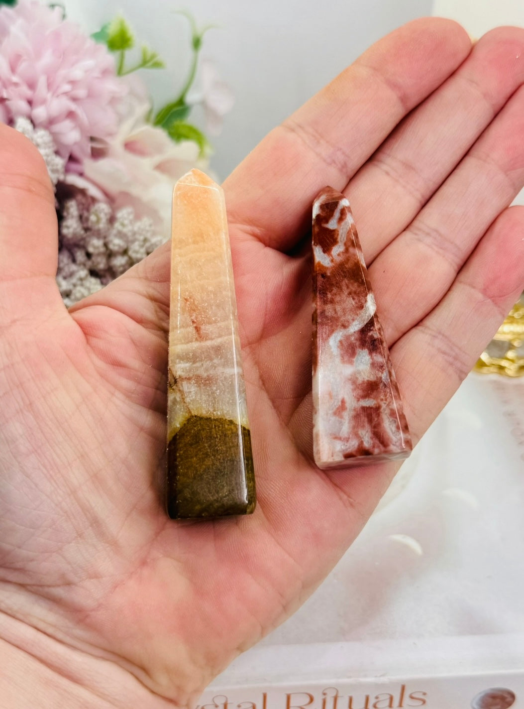Set of 2 Obelisk | Towers Calcite & Jasper