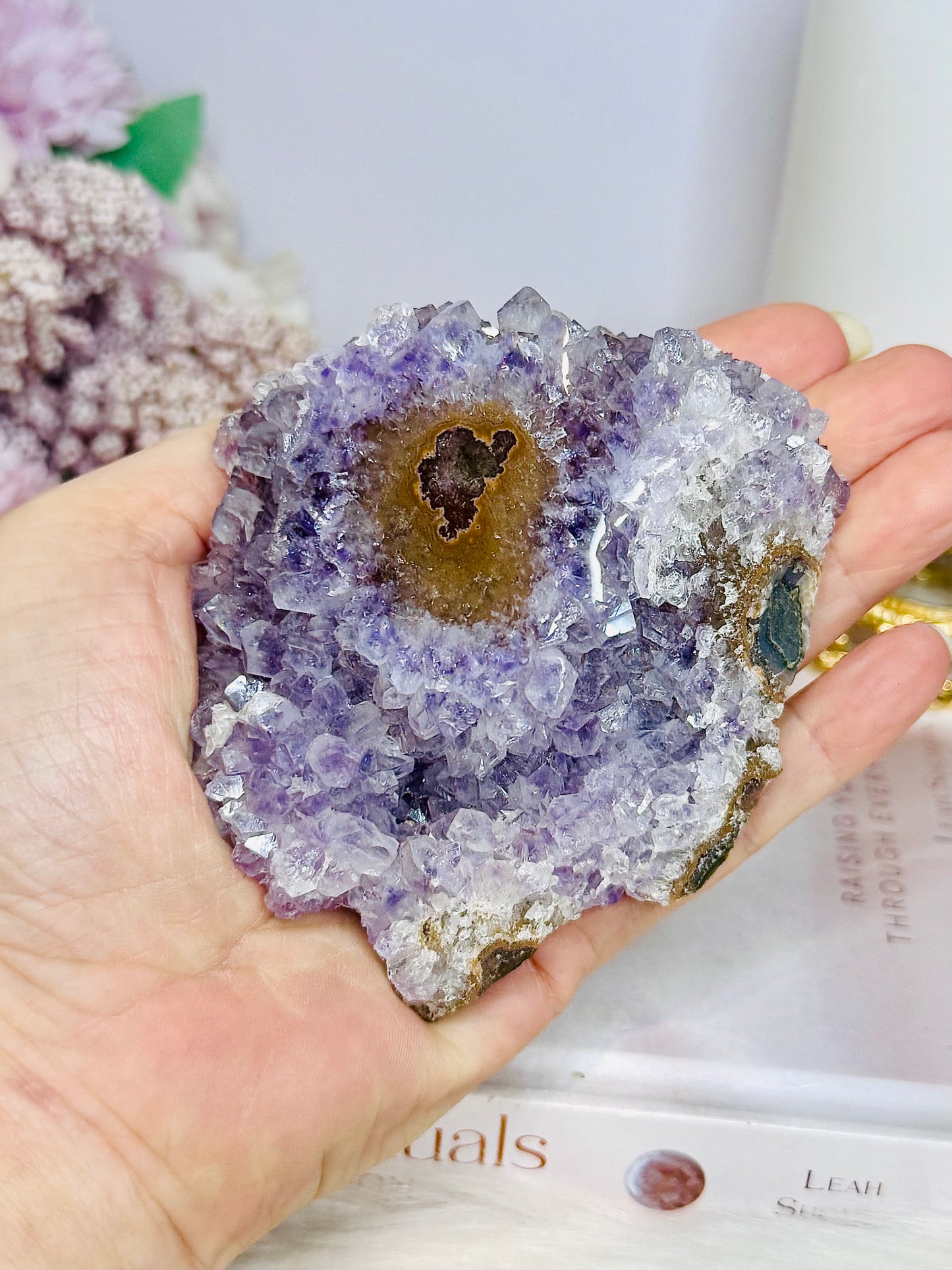 Large 328gram Natural Stalactite Eye Base Cut Amethyst Cluster From Uruguay