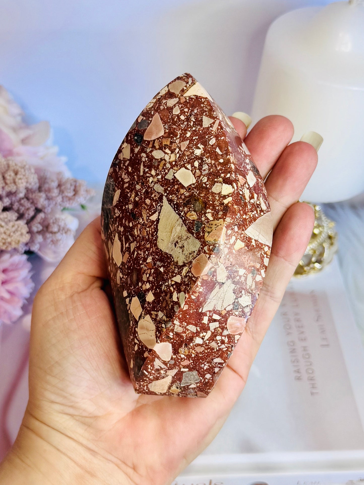 Natural Brecciated Jasper Carved Flame | Freeform From Brazil 521grams 13cm